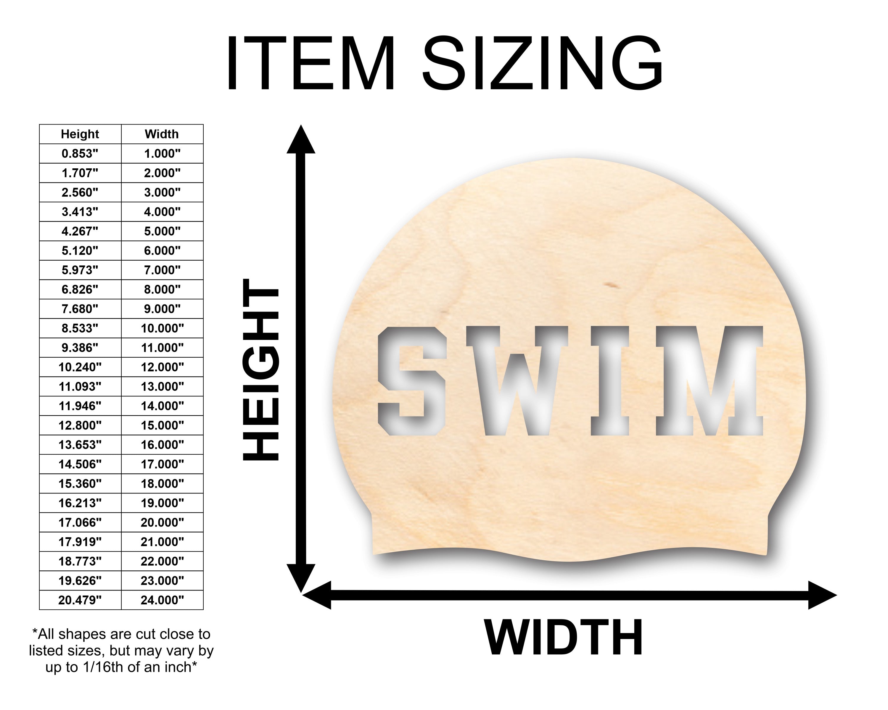 Unfinished Wood Swim Cap Shape - Craft - up to 46" DIY