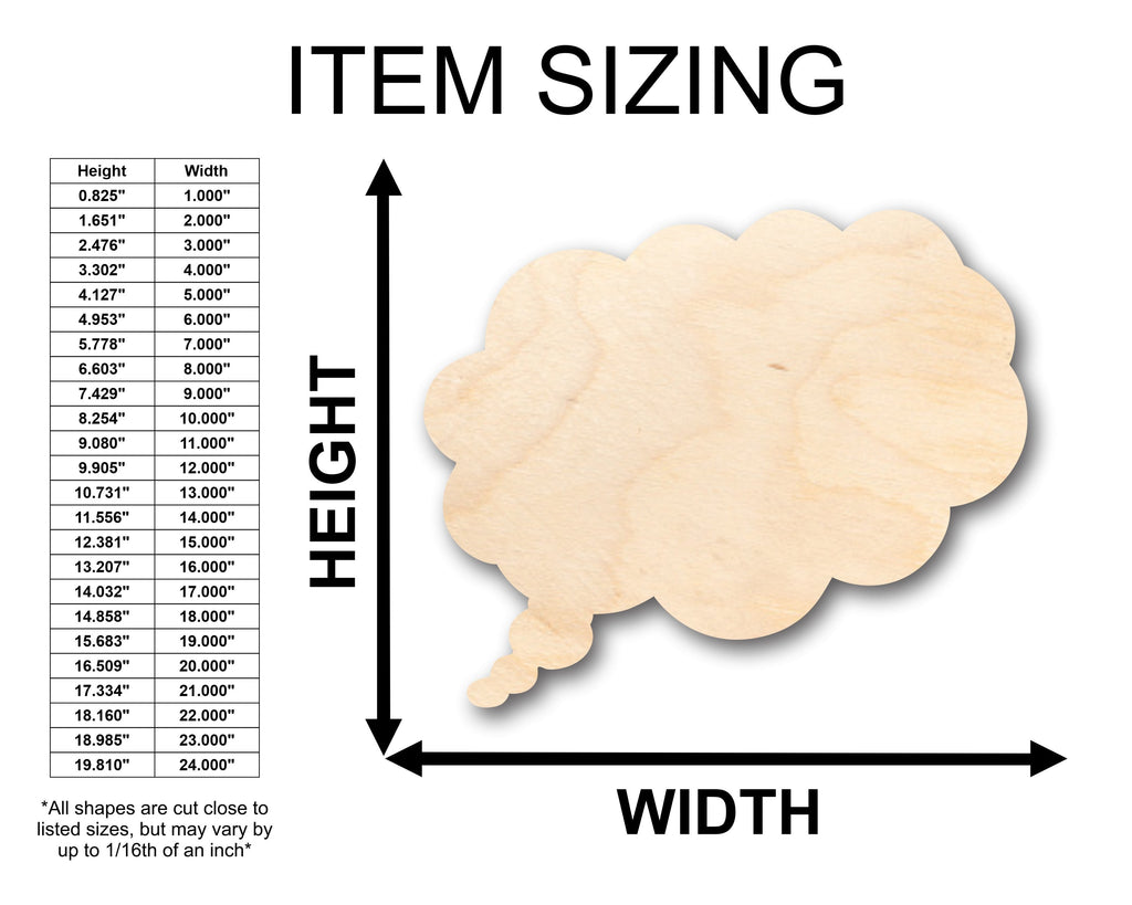 Unfinished Wood Thought Bubble Shape - Craft - up to 46" DIY
