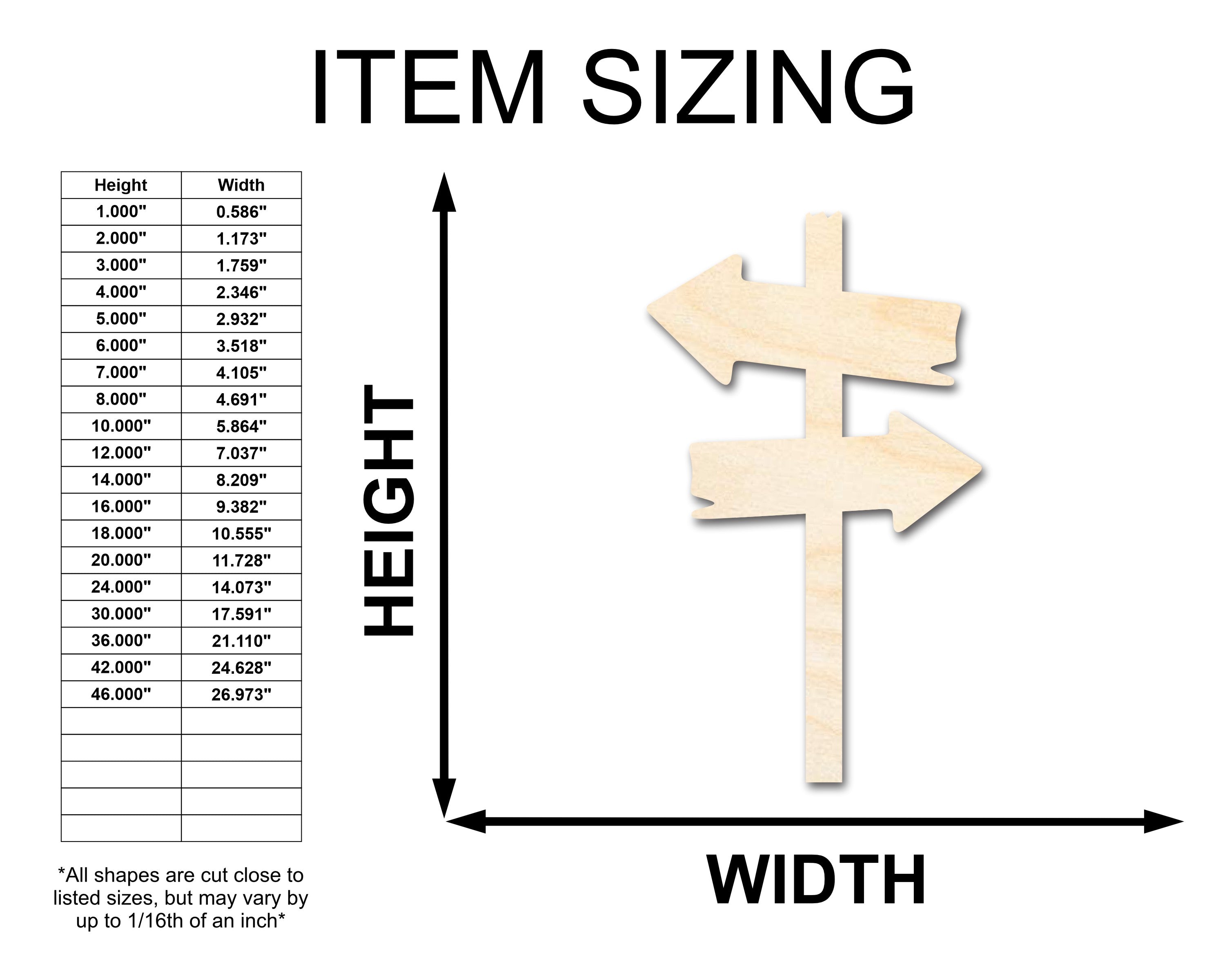 Unfinished Wood Directional Sign Post Silhouette | DIY Craft Cutout | up to 46" DIY