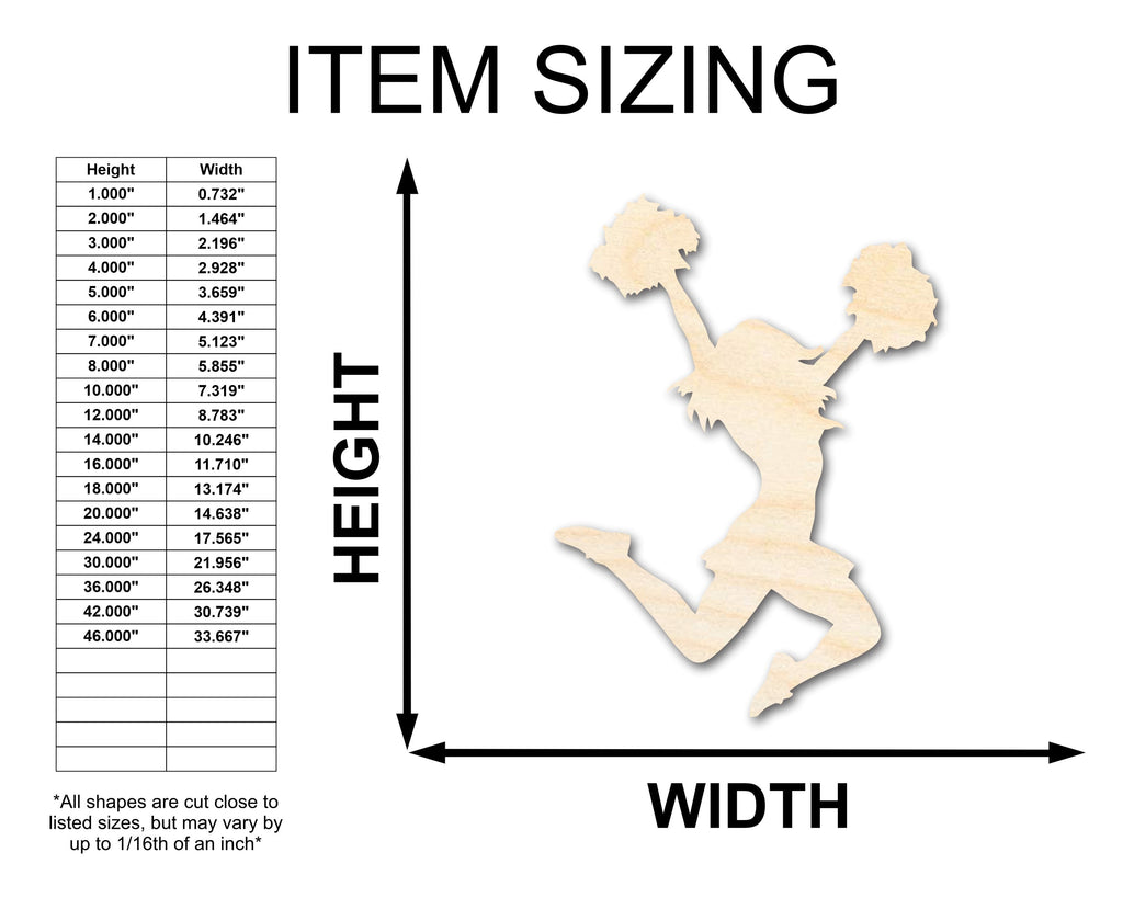 Unfinished Wood Cheerleader Silhouette | DIY Cheerleading Craft Cutout | up to 46" DIY