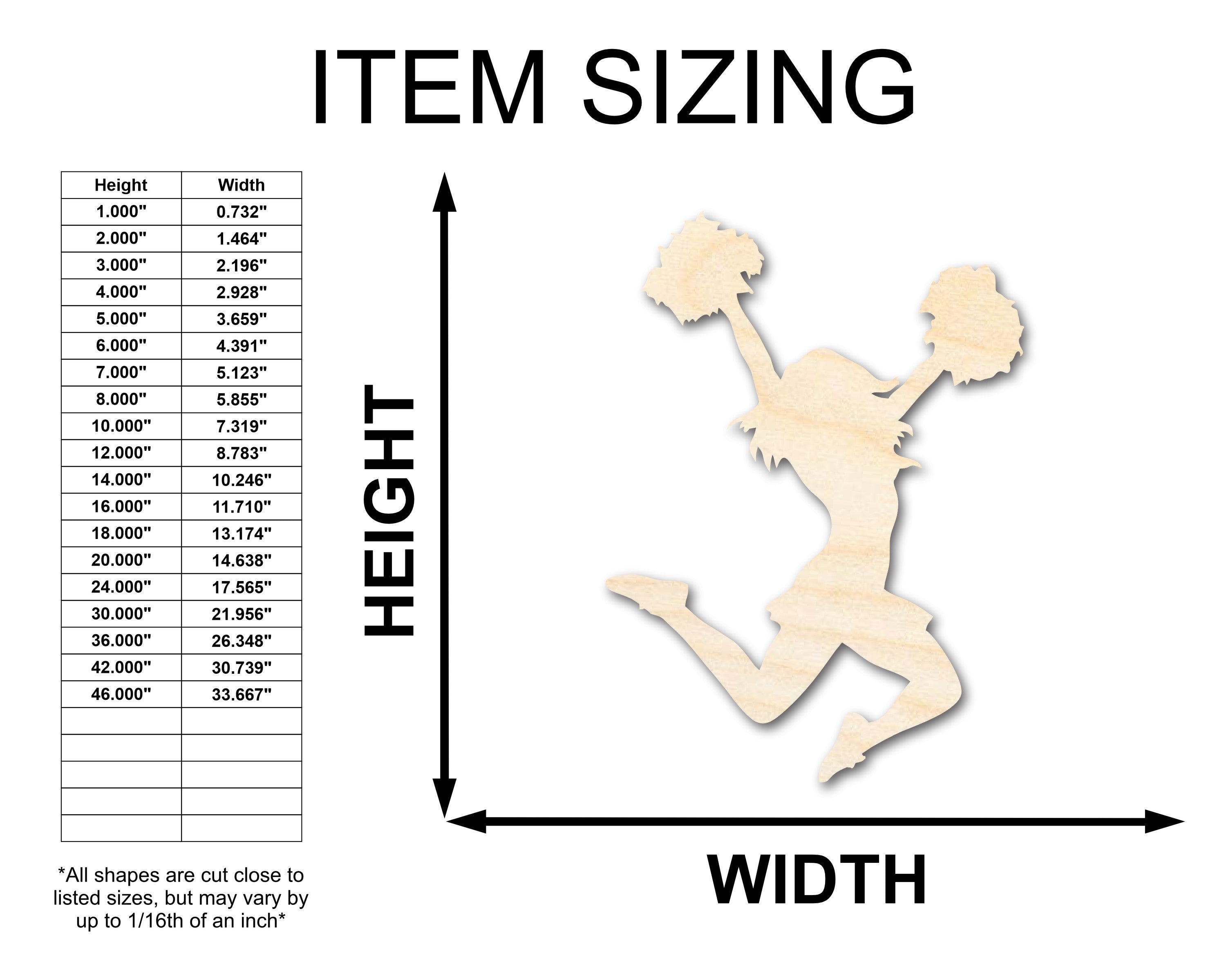 Unfinished Wood Cheerleader Silhouette | DIY Cheerleading Craft Cutout | up to 46" DIY