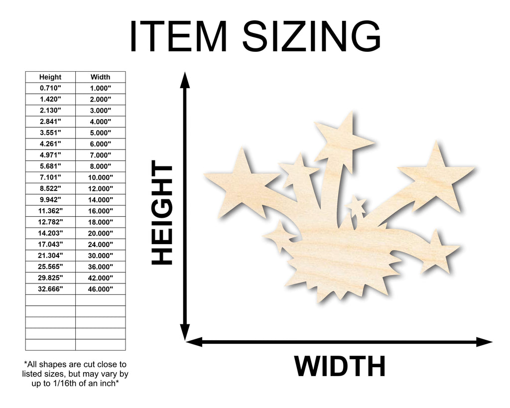 Unfinished Wood Fireworks Shape - Craft - up to 46"