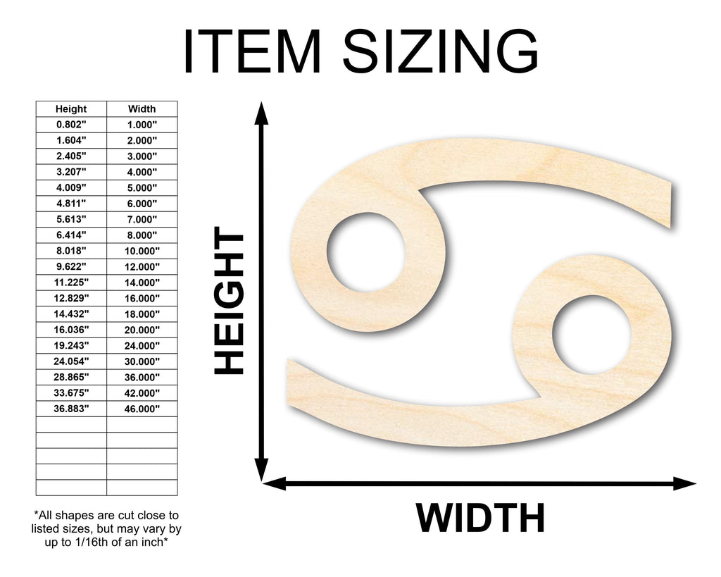 Unfinished Wood Cancer Sign Shape - Zodiac Craft - up to 46"