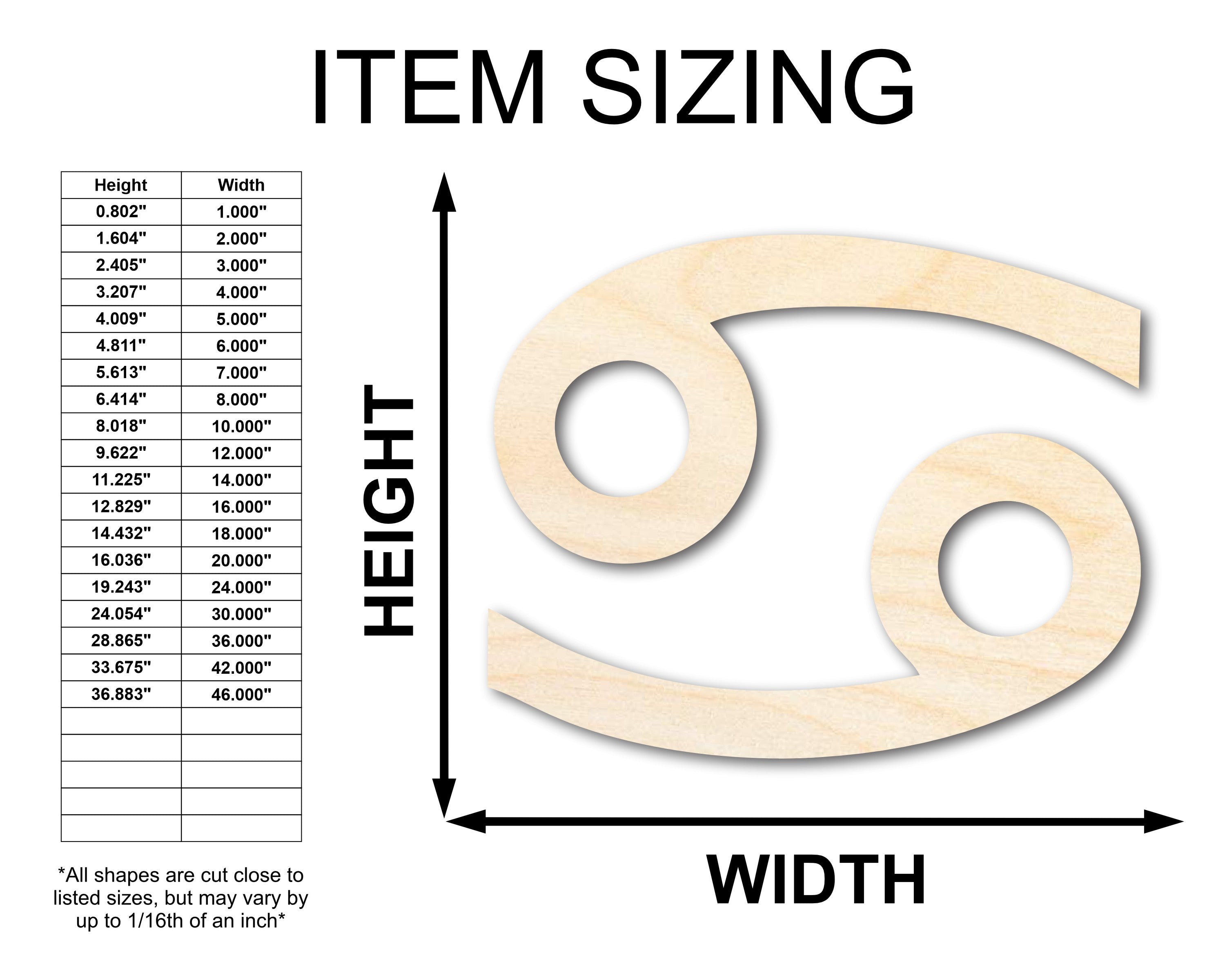 Unfinished Wood Cancer Sign Shape - Zodiac Craft - up to 46"