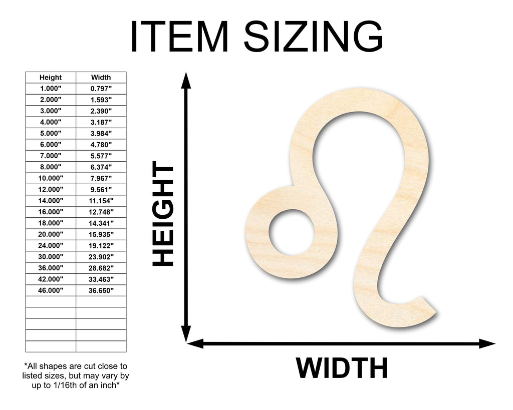Unfinished Wood Leo Sign Shape - Zodiac Craft - up to 46"