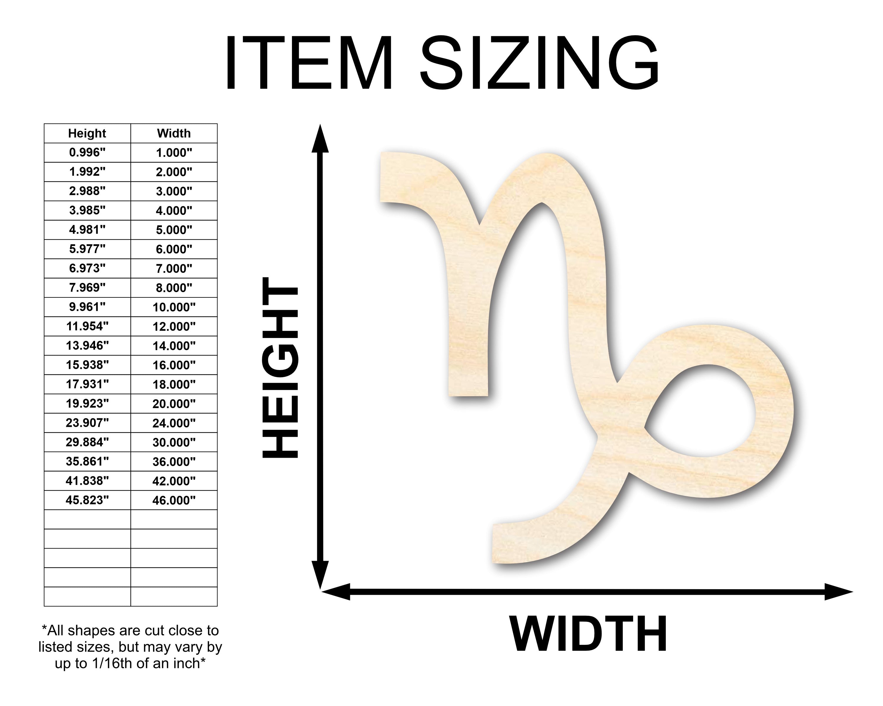 Unfinished Wood Capricorn Sign Shape - Zodiac Craft - up to 46"