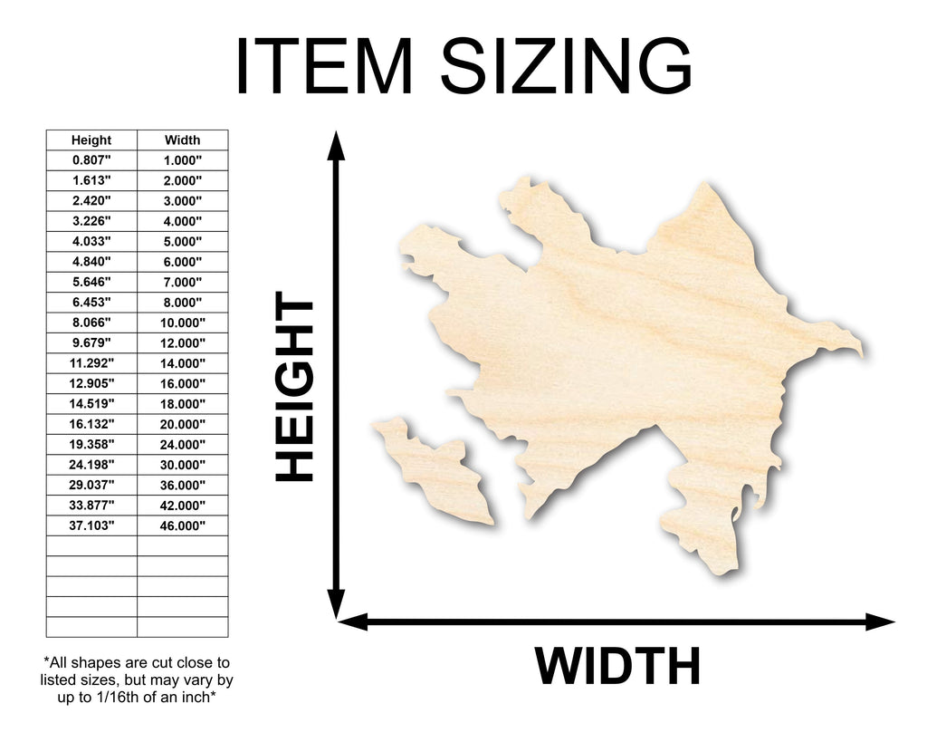 Unfinished Wood Azerbaijan Country Shape - Eastern Europe Craft - up to 46" DIY