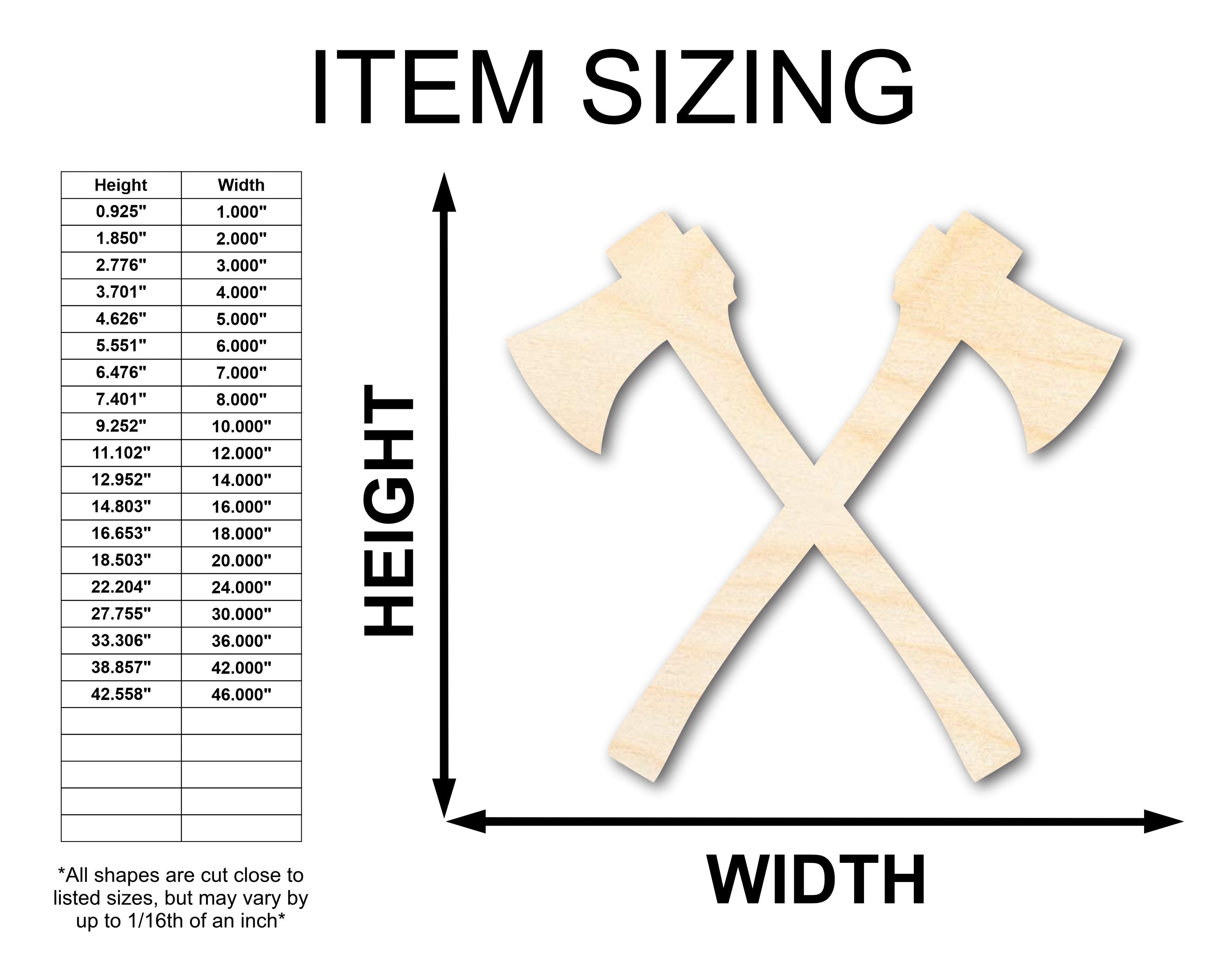 Unfinished Wood Crossed Axes Shape - Medieval Viking Craft - up to 46" DIY