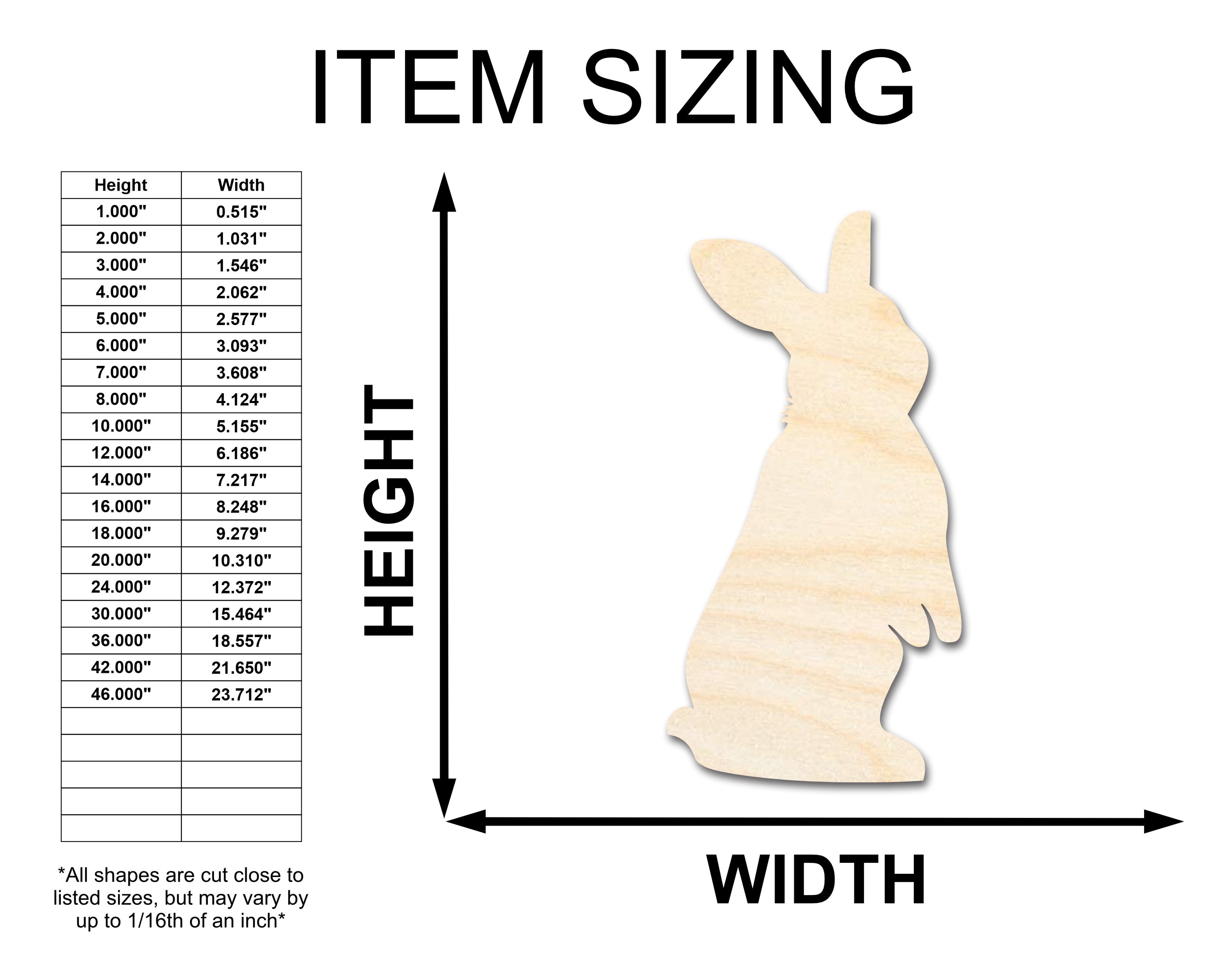 Unfinished Wood Standing Bunny Shape - Easter Craft - up to 46" DIY