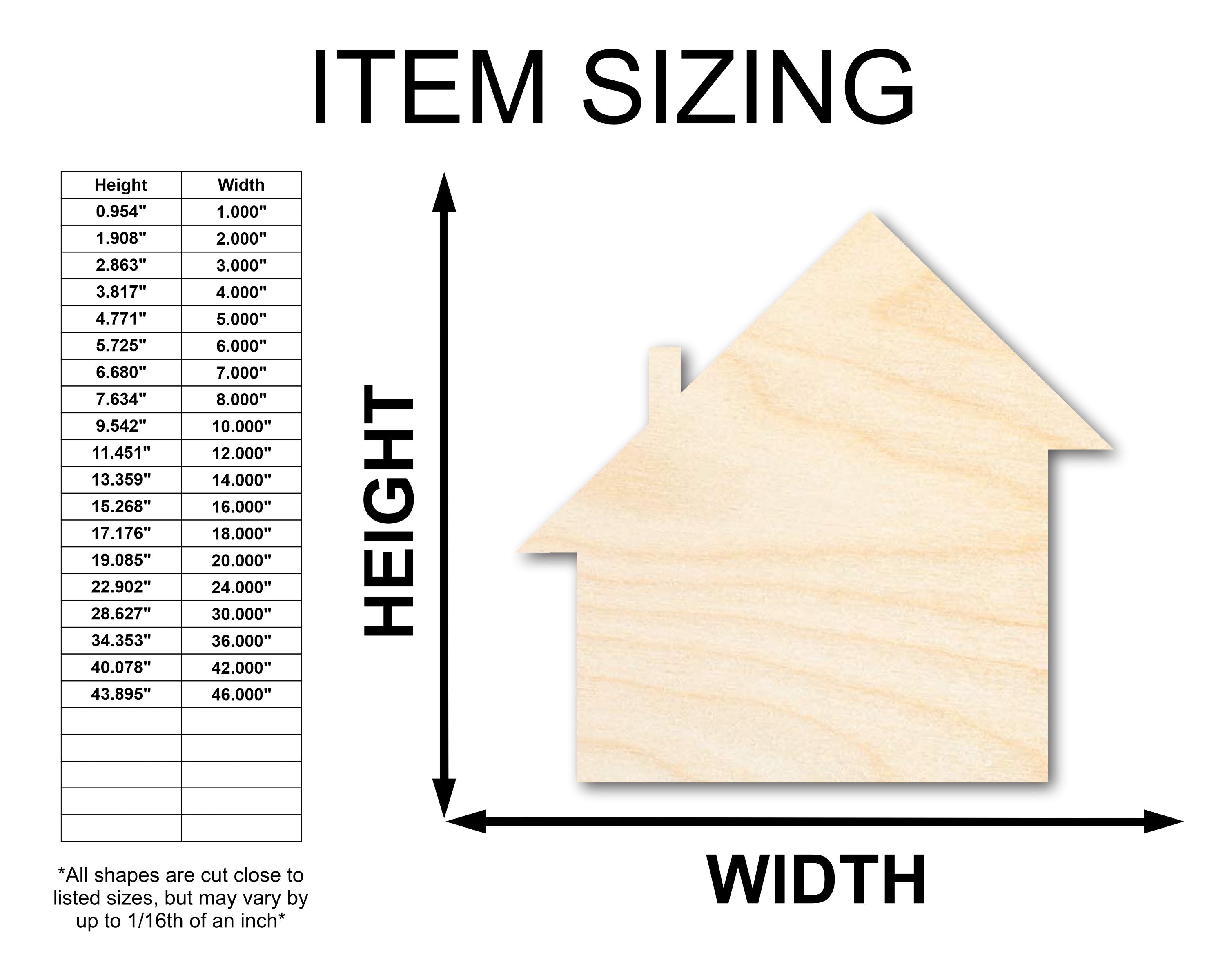 Unfinished Wood Salt Box House Shape - Rustic Country Craft - up to 46" DIY