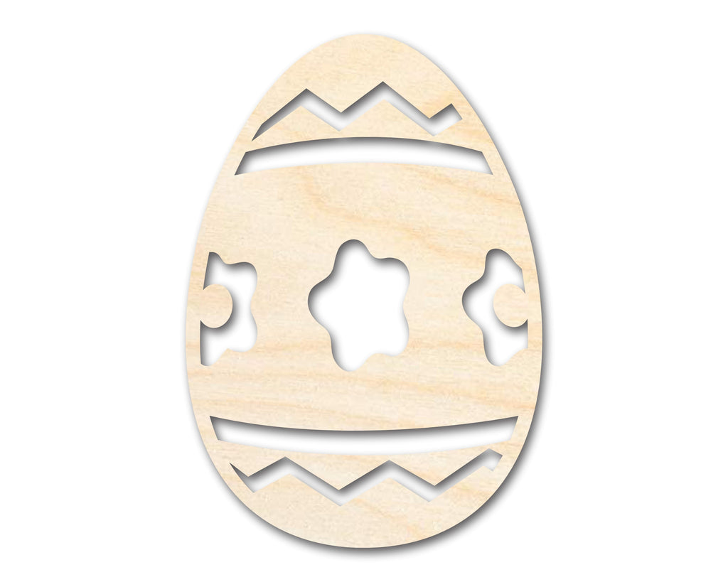 Unfinished Wood Striped Flower Egg Shape - Easter Craft - up to 46" DIY