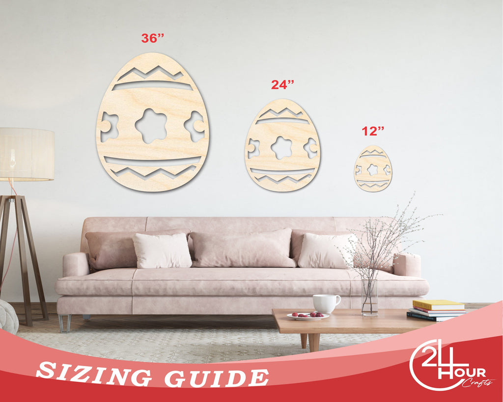 Unfinished Wood Striped Flower Egg Shape - Easter Craft - up to 46" DIY