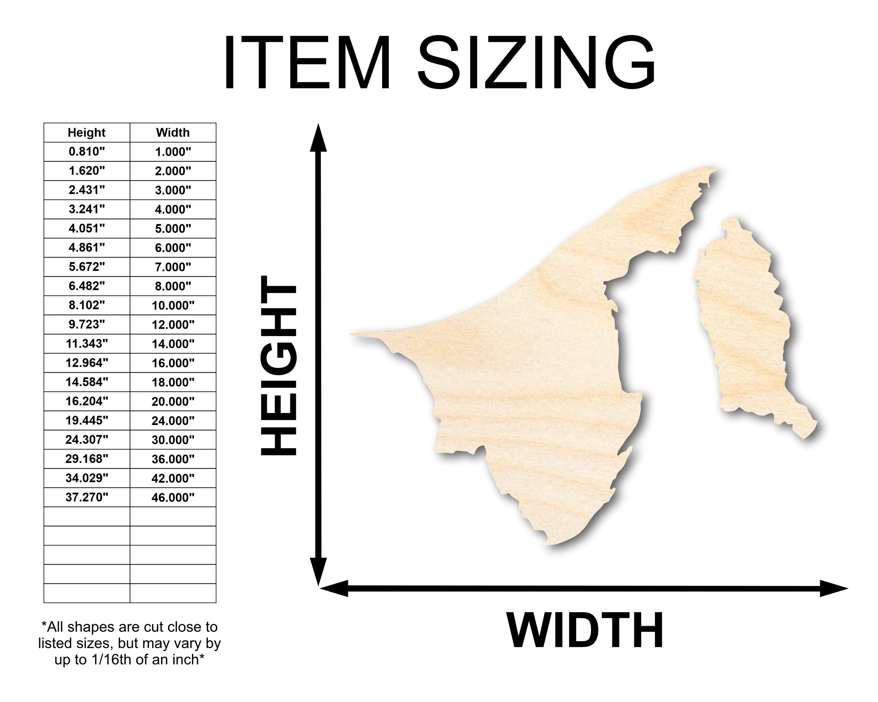 Unfinished Wood Brunei Country Shape - Asia Craft - up to 46" DIY