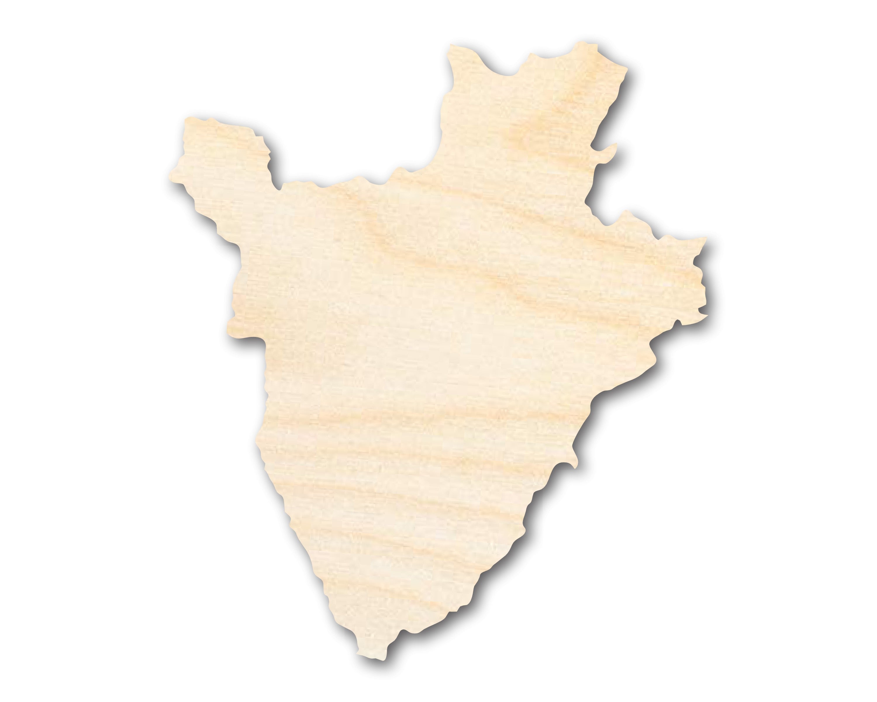 Unfinished Wood Burundi Country Shape - East Africa Craft - up to 46" DIY