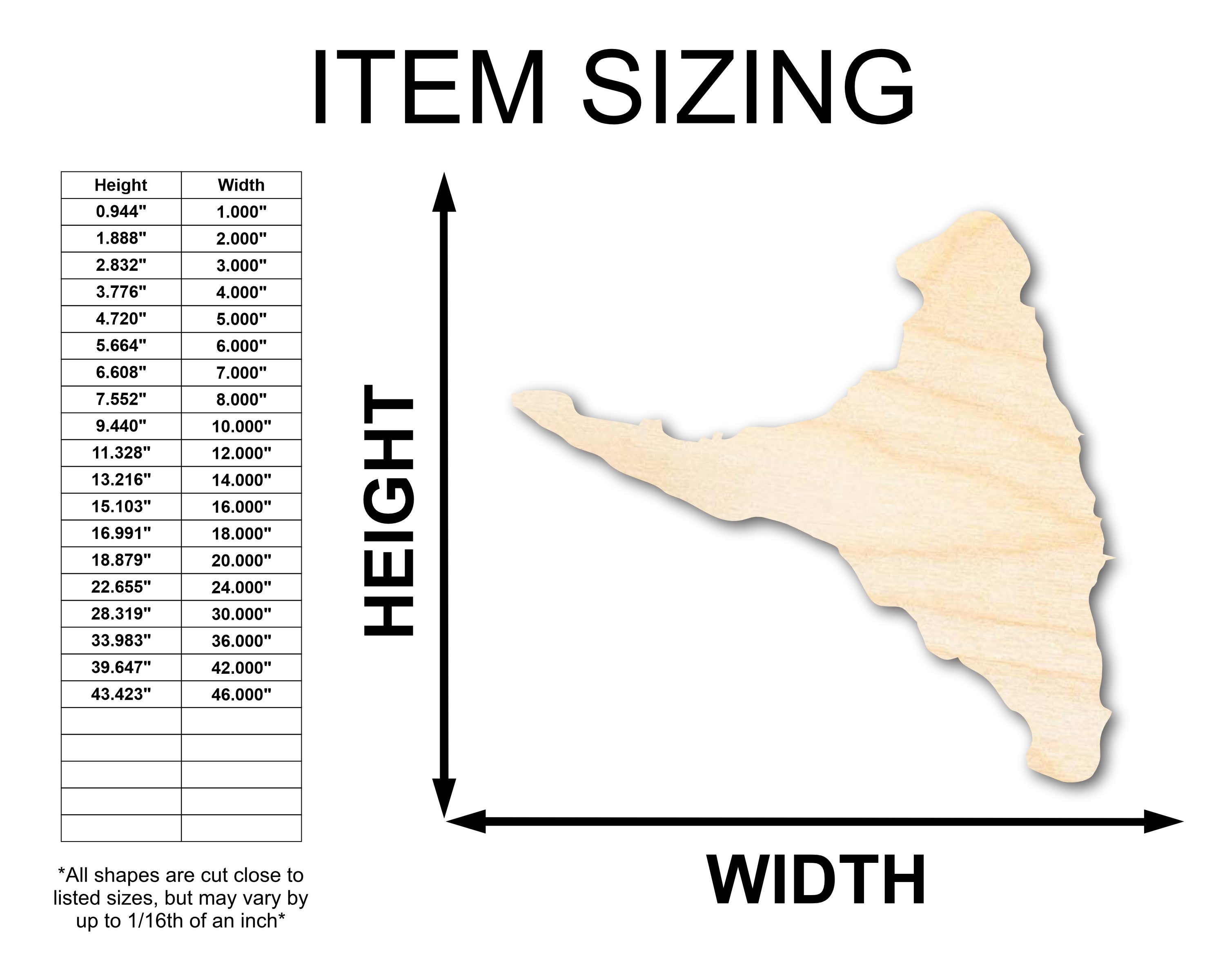 Unfinished Wood Ndzuwani Island Shape - Comoros Craft - up to 46" DIY