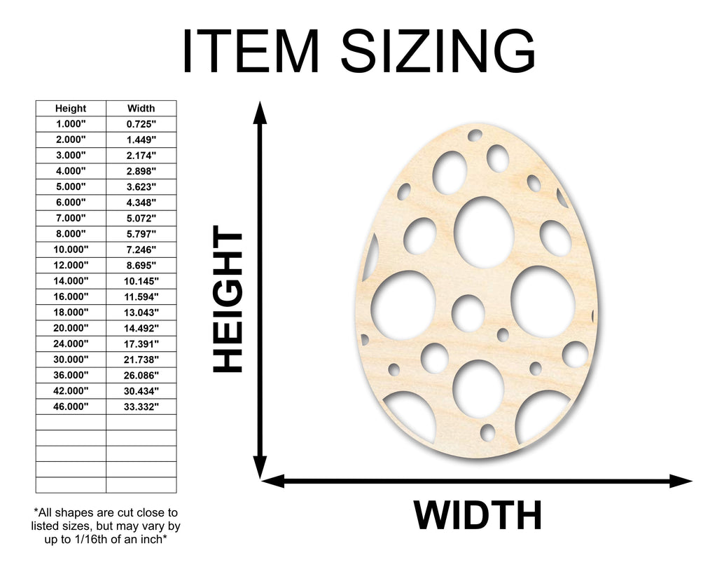 Unfinished Wood Spotted Egg Shape - Easter Craft - up to 46" DIY