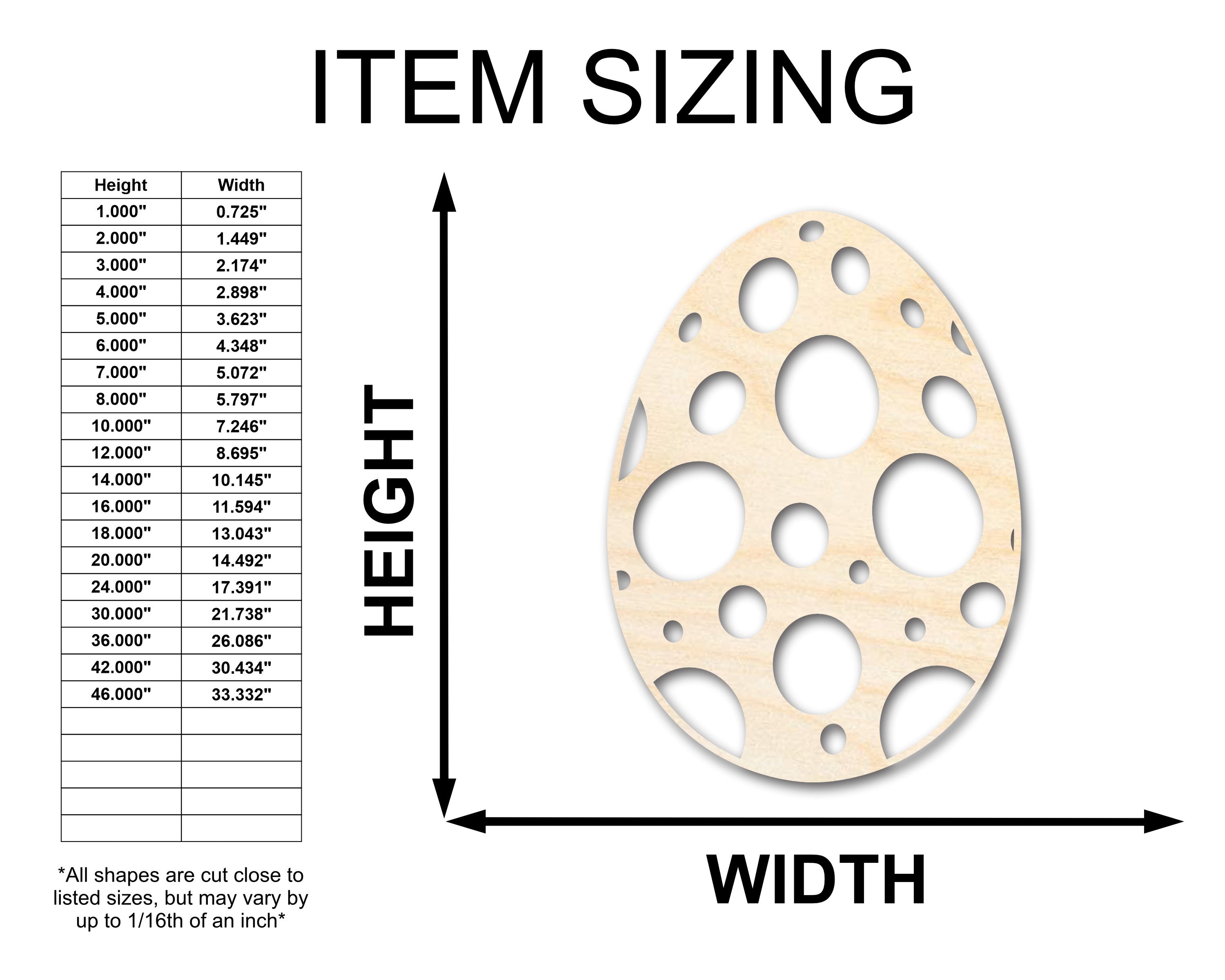 Unfinished Wood Spotted Egg Shape - Easter Craft - up to 46" DIY