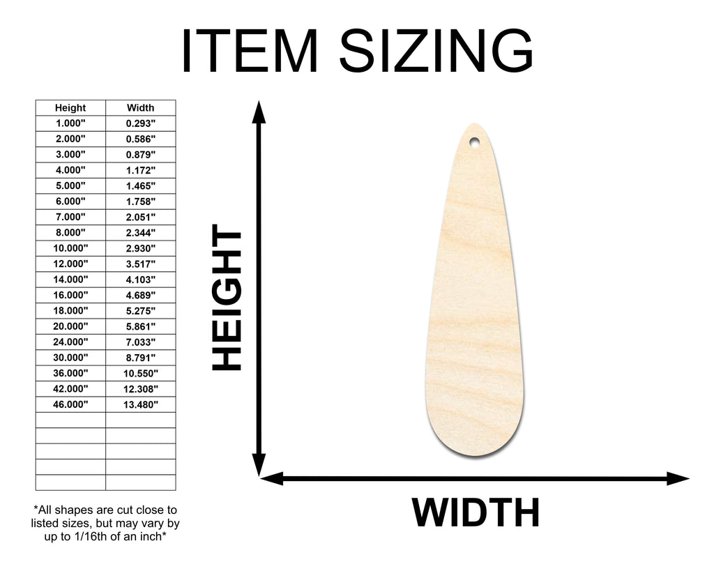 Unfinished Wood Long Drop Earring Blank Pair - DIY Jewelry Craft - Available in 1" to 3"