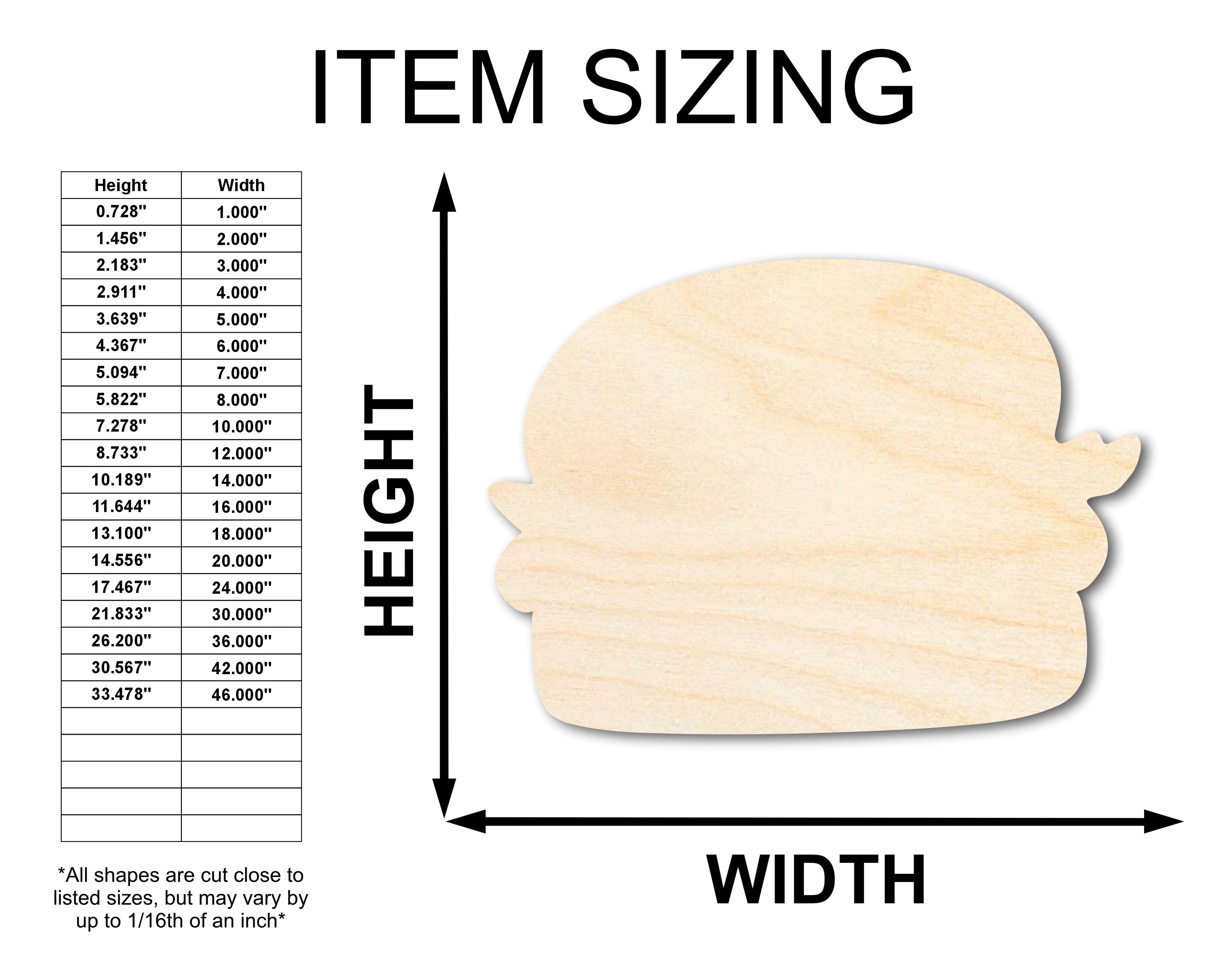 Unfinished Wood Burger Shape | Craft Cutout | up to 46" DIY