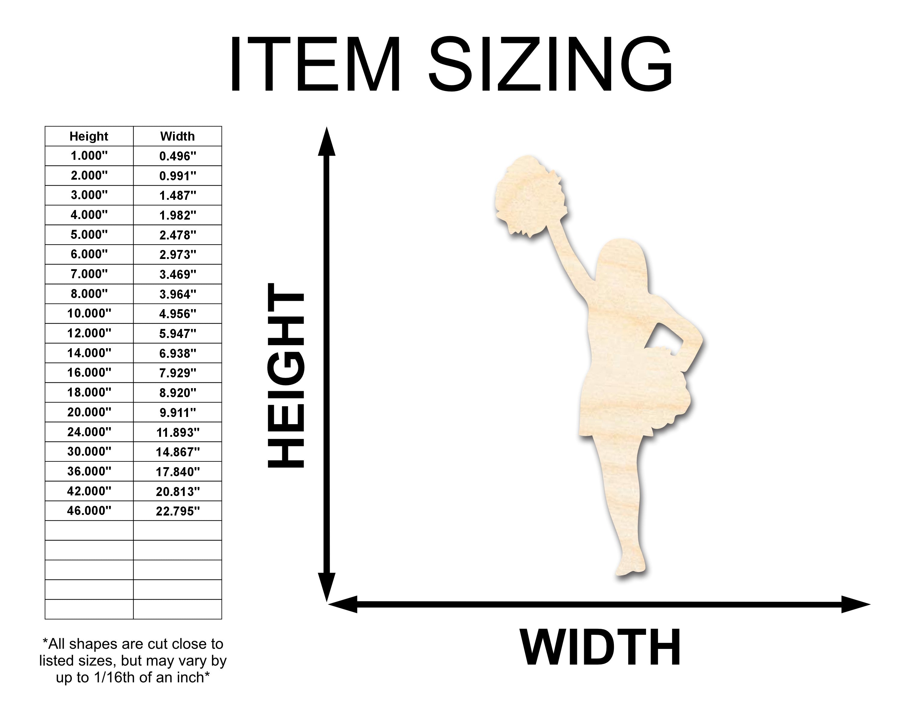 Unfinished Wood Cheerleader Silhouette | DIY Cheer Craft Cutout | up to 46" DIY