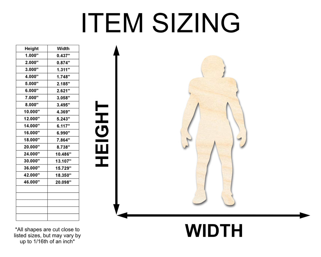 Unfinished Wood Football Player Silhouette | DIY Sports Craft Cutout | up to 46" DIY