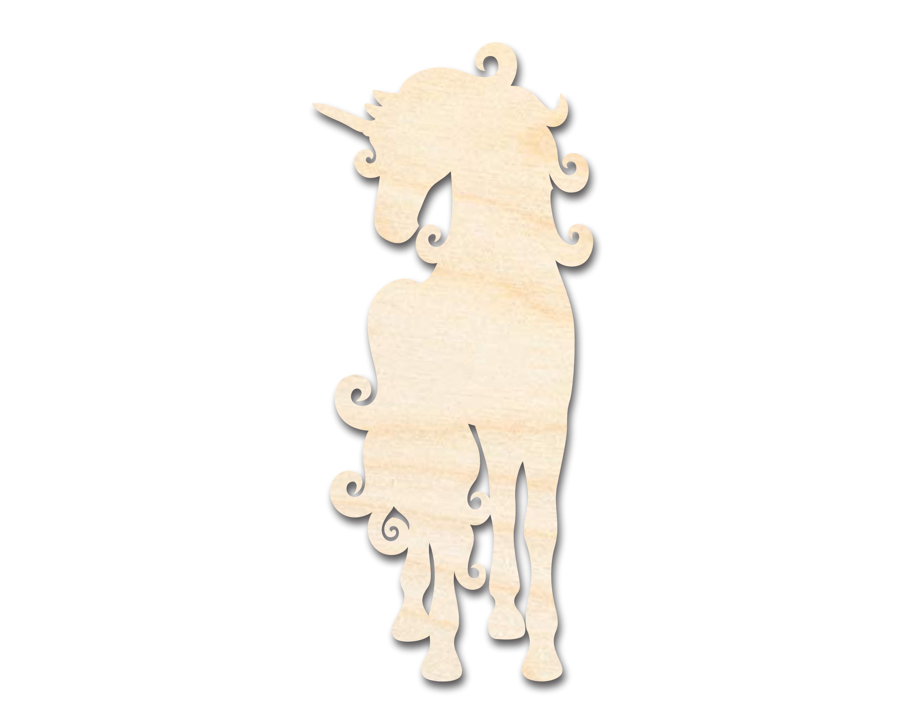 Unfinished Wood Swirly Unicorn Silhouette | DIY Mythical Craft Cutout | up to 46" DIY