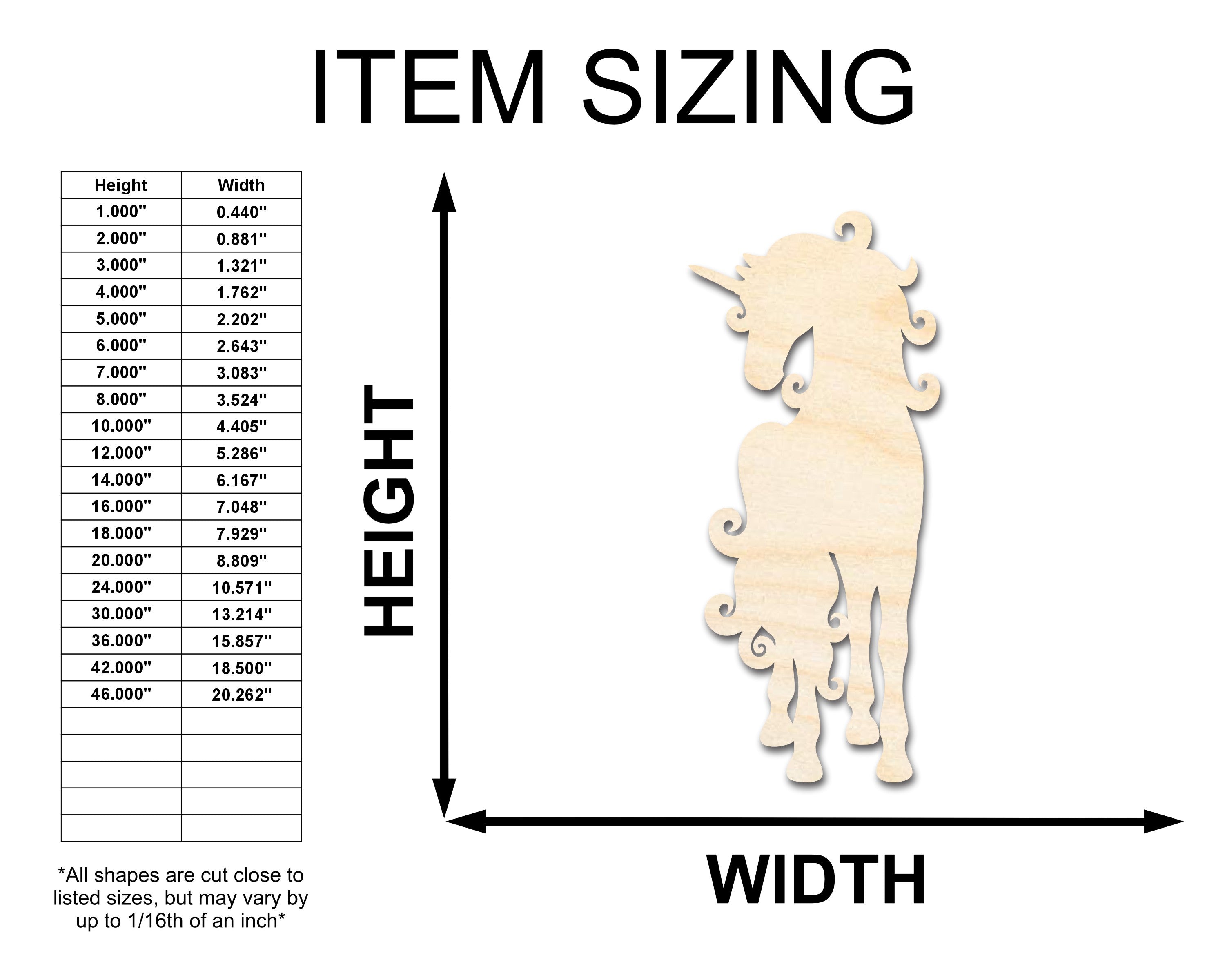Unfinished Wood Swirly Unicorn Silhouette | DIY Mythical Craft Cutout | up to 46" DIY