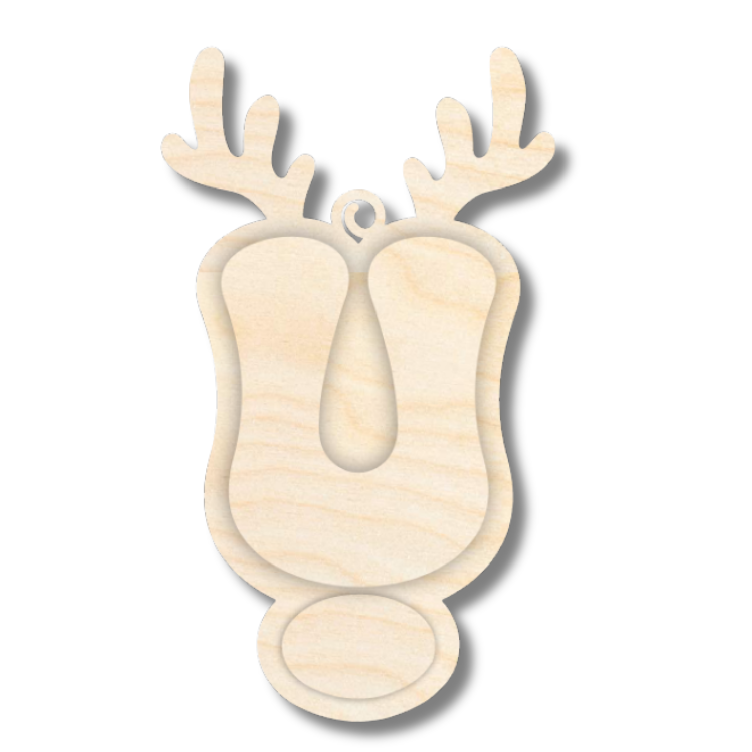 Unfinished Wood Layered Letter and Number Reindeer Ornaments | A-Z | 0-9 | 3 Piece | 6" Tall | 1/8" Wood | Wood Craft DIY