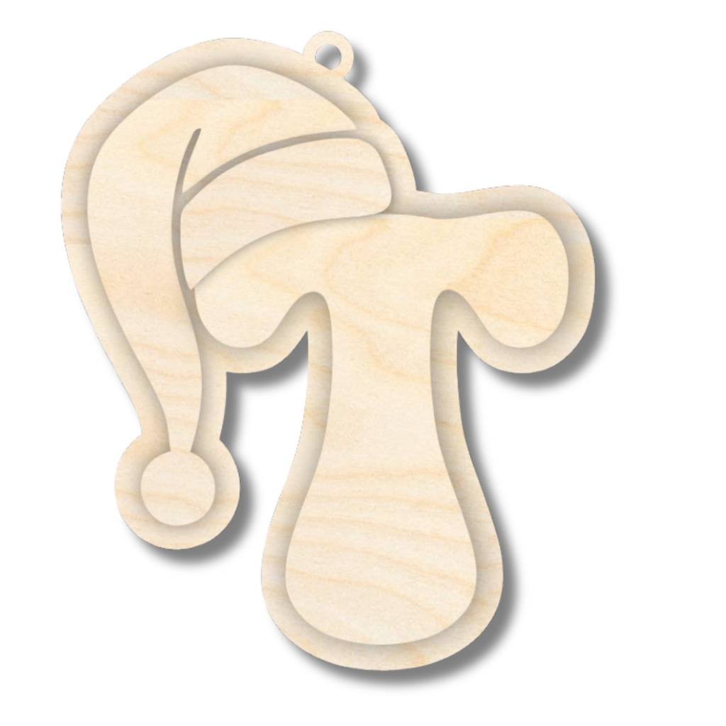 Unfinished Wood Layered Letter Santa Hat Tags | A-Z | 4 Piece | 6" Tall | 1/8" Wood | Wood Craft DIY