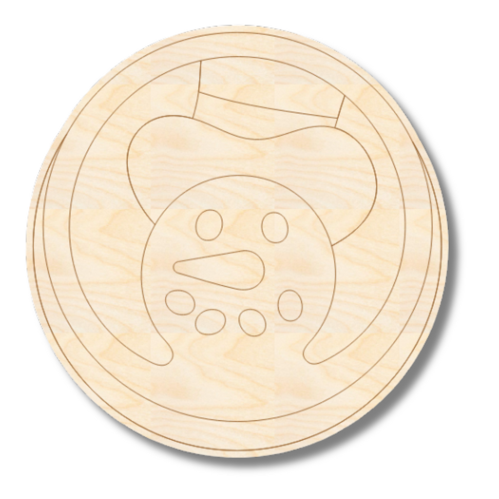 Unfinished Wood Etched Snowman Cookie Shape | Paint By Line Crafts | up to 30" DIY