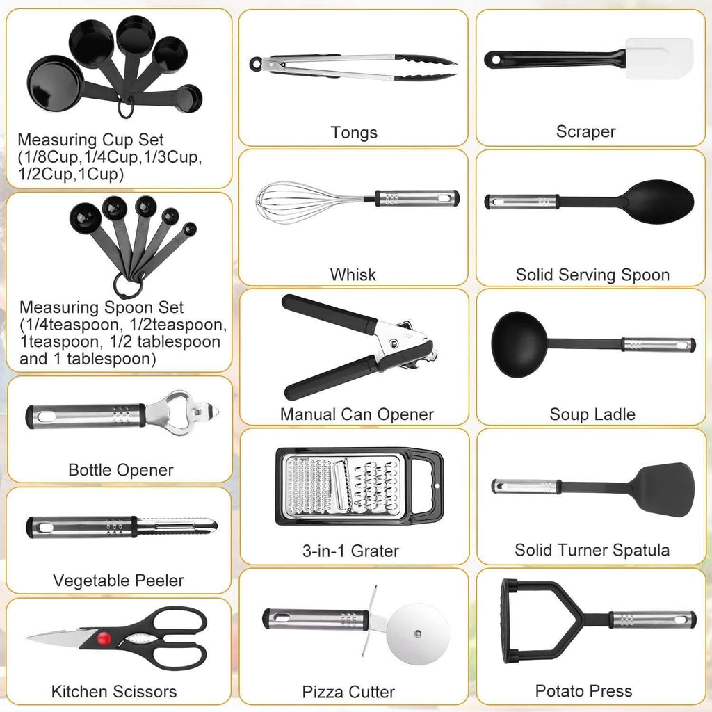 23-Piece Set: Kitchen Utensil Set Stainless Steel Nylon