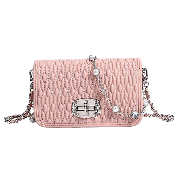 Simple female bag trendy embroidery purse with diamond chain single shoulder purse crossbody
