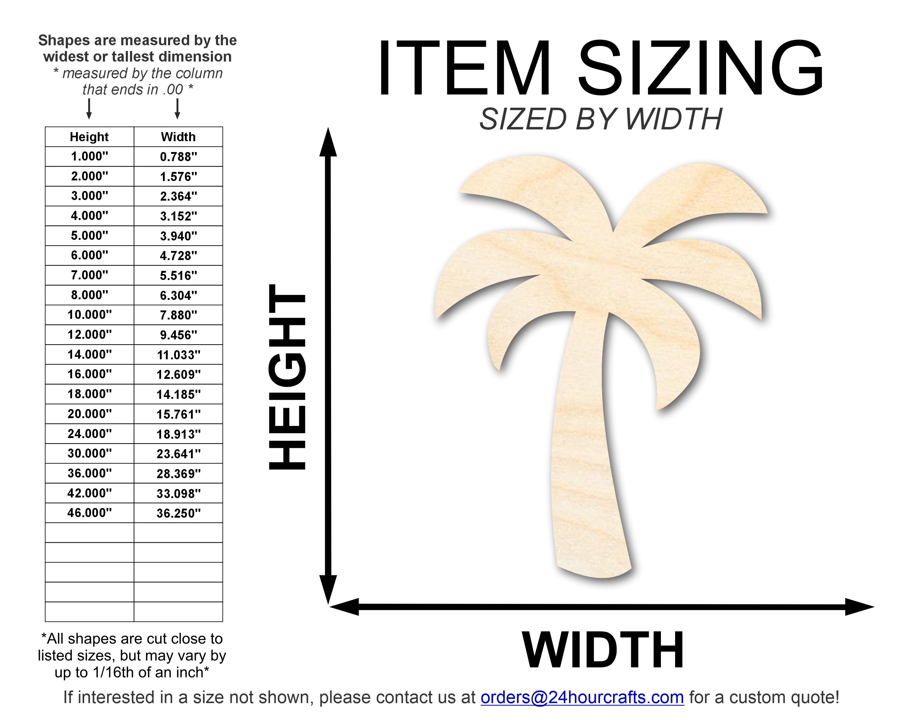 Unfinished Wood Simple Palm Tree Silhouette | DIY Tropical Beach Craft Cutout | up to 46" DIY