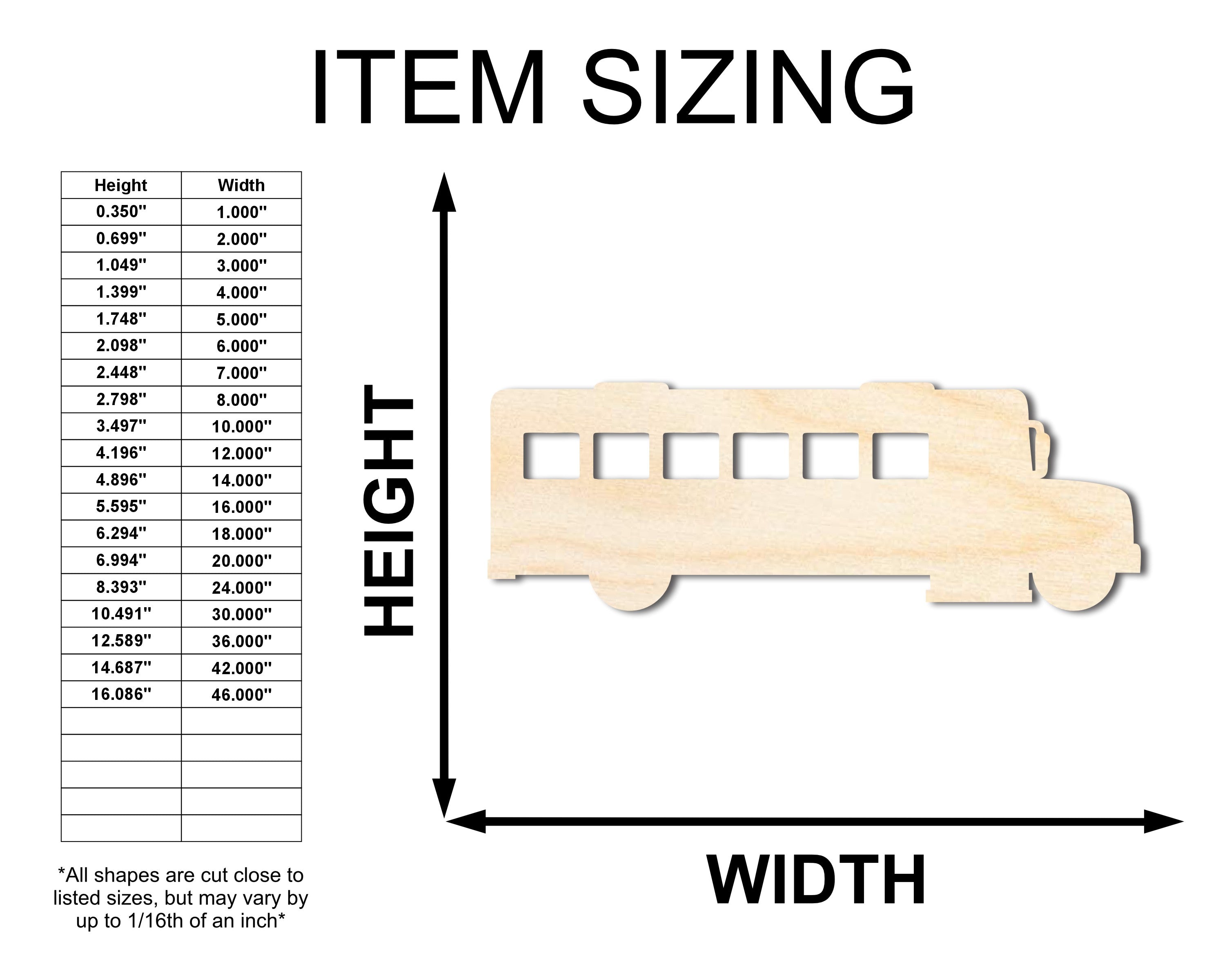 Unfinished Wood School Bus Shape | Back to School | Kids Crafts | Craft Cutout | up to 46" DIY
