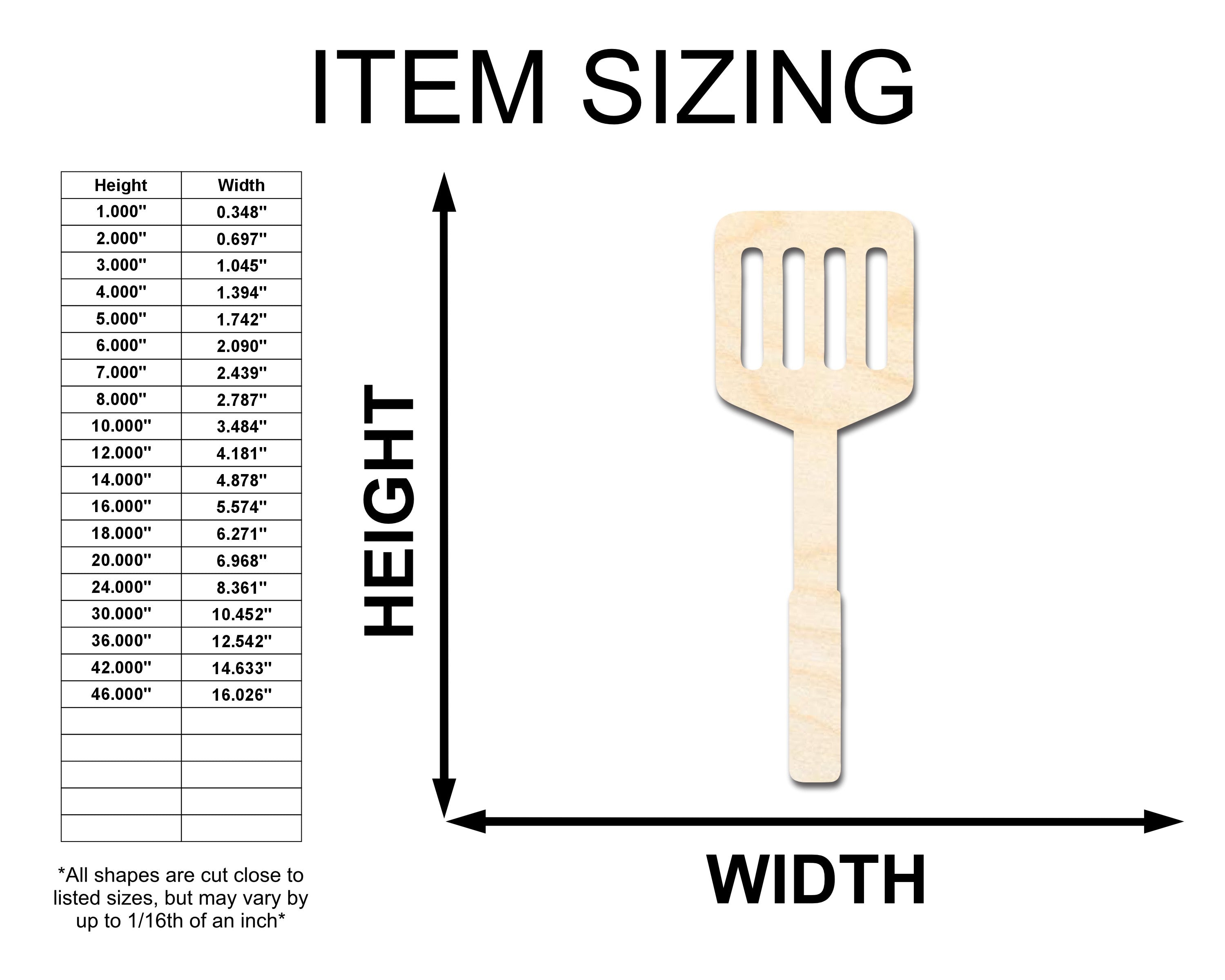 Unfinished Wood BBQ Slotted Turner Shape | Craft Cutout | up to 46" DIY