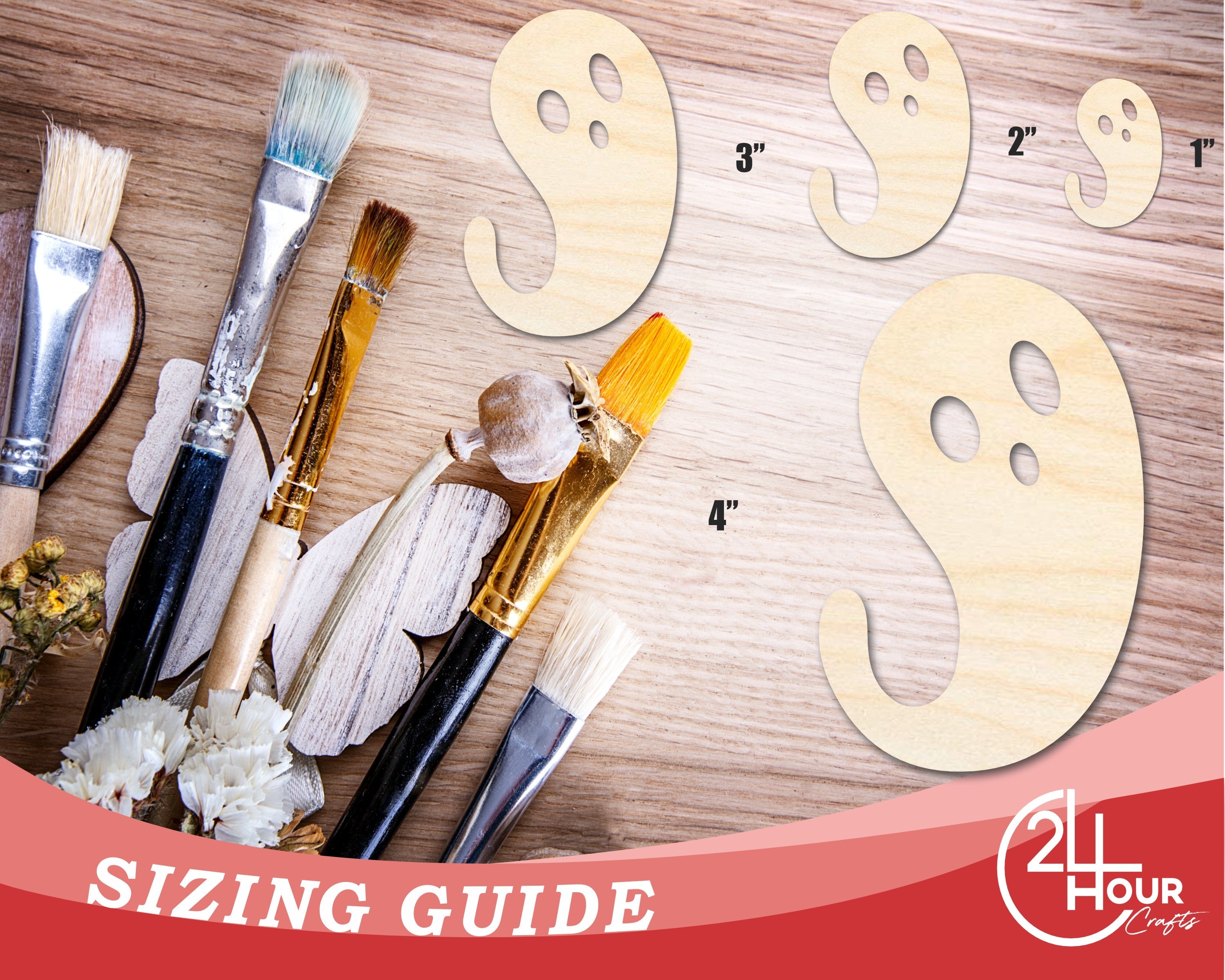Unfinished Wood Ghost Shape | Craft Cutout | up to 46" DIY