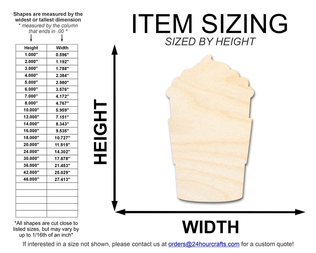 Unfinished Whipped Latte Shape | Craft Cutout | up to 46" DIY