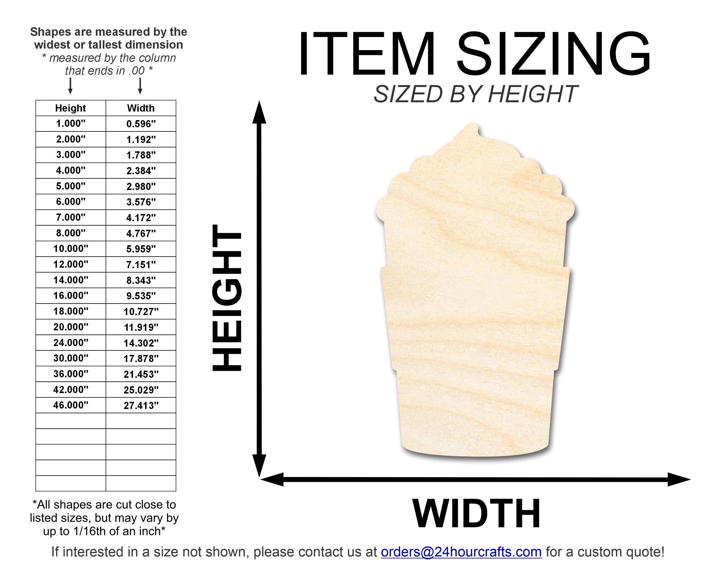 Unfinished Whipped Latte Shape | Craft Cutout | up to 46" DIY