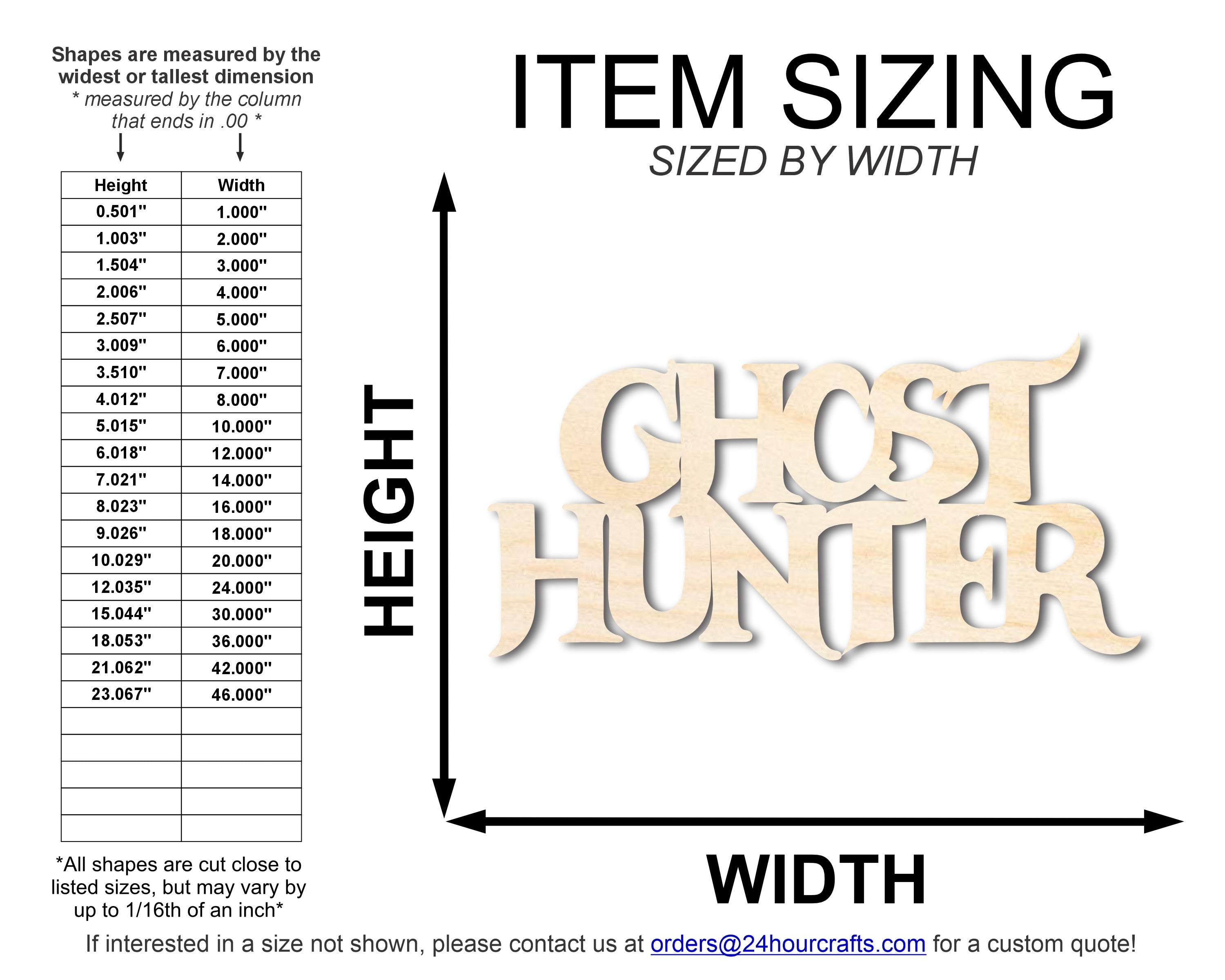 Unfinished Wood Ghost Hunter Shape | Craft Word Cutout | up to 46" DIY