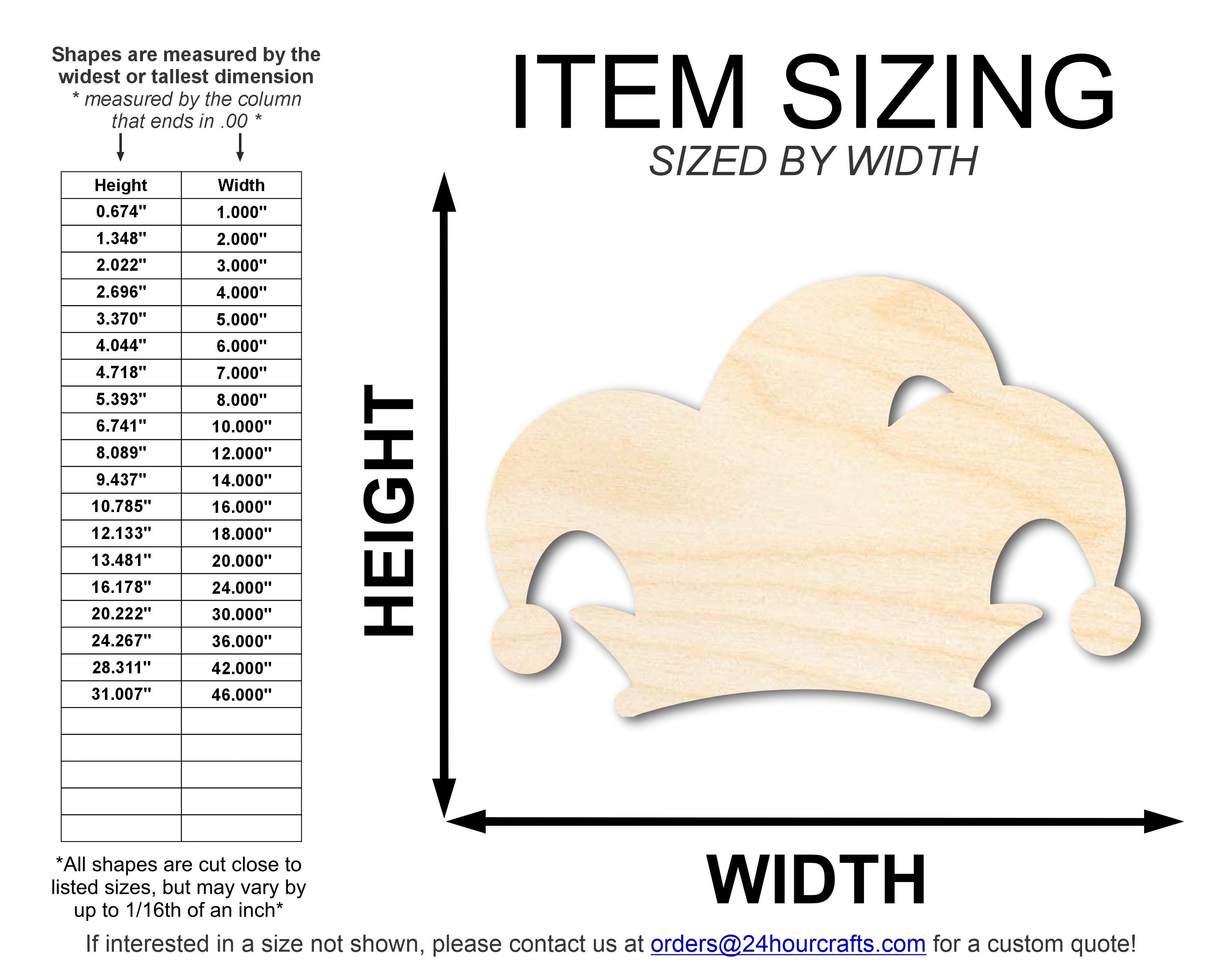 Unfinished Wood Jester Hat Silhouette | Mardi Gras | DIY Craft Cutout | up to 46" DIY