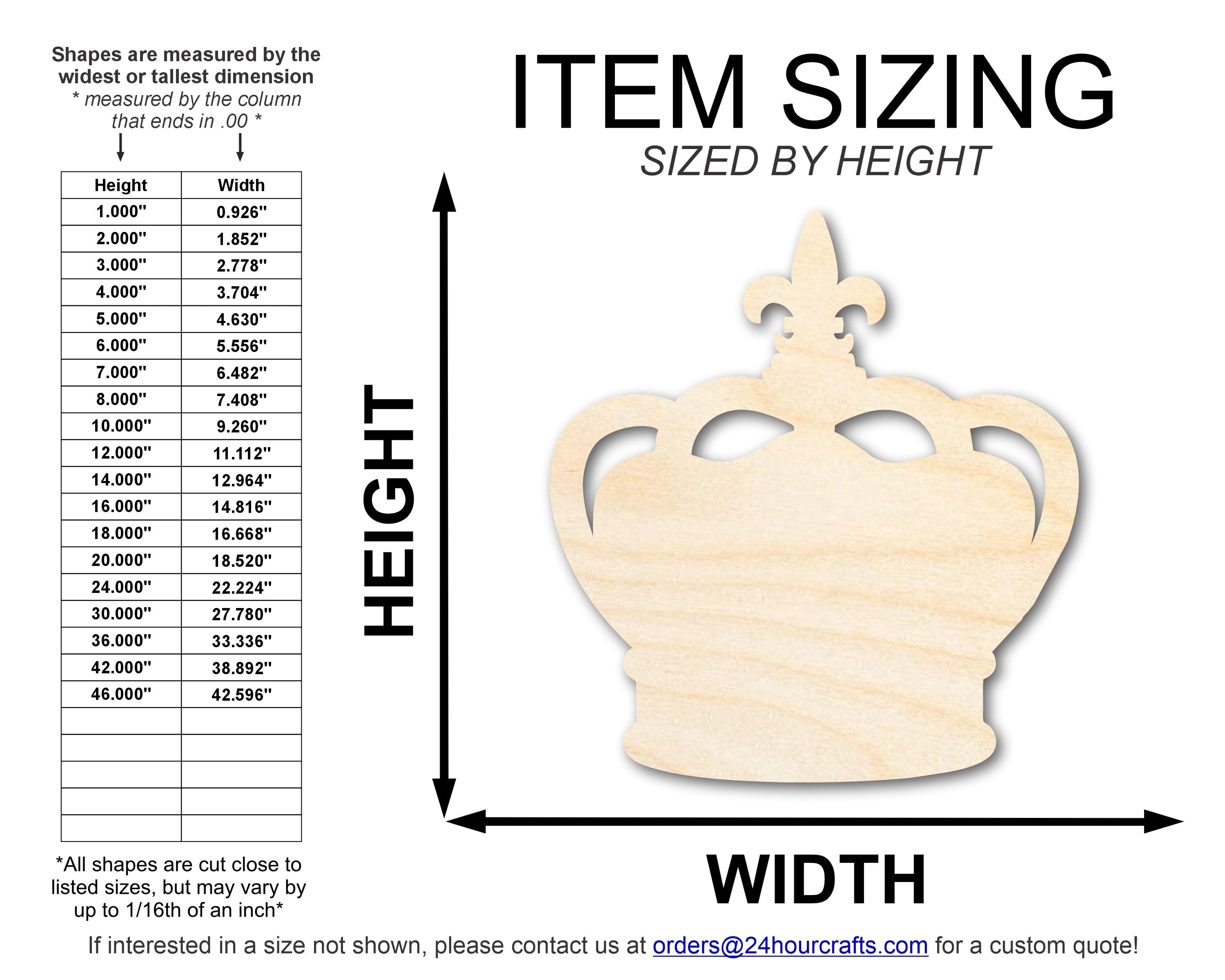 Unfinished Wood King Crown Shape | Mardi Gras | DIY Craft Cutout | up to 46" DIY