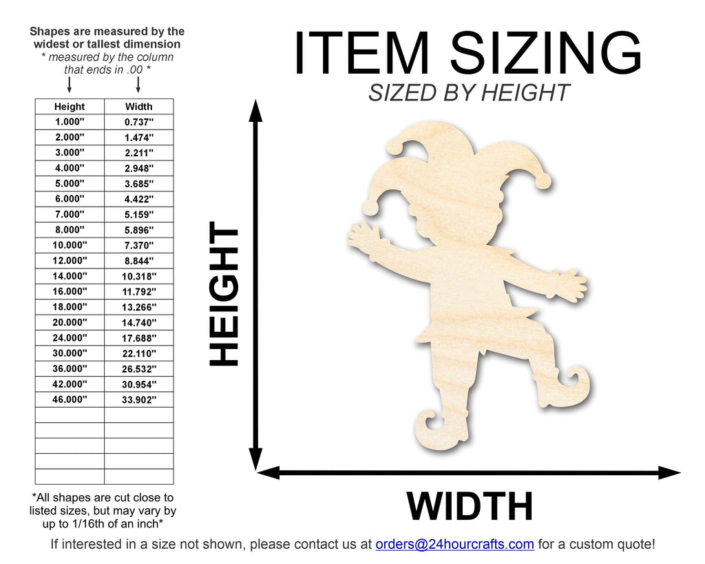 Unfinished Wood Dancing Jester Silhouette | Mardi Gras | DIY Craft Cutout | up to 46" DIY