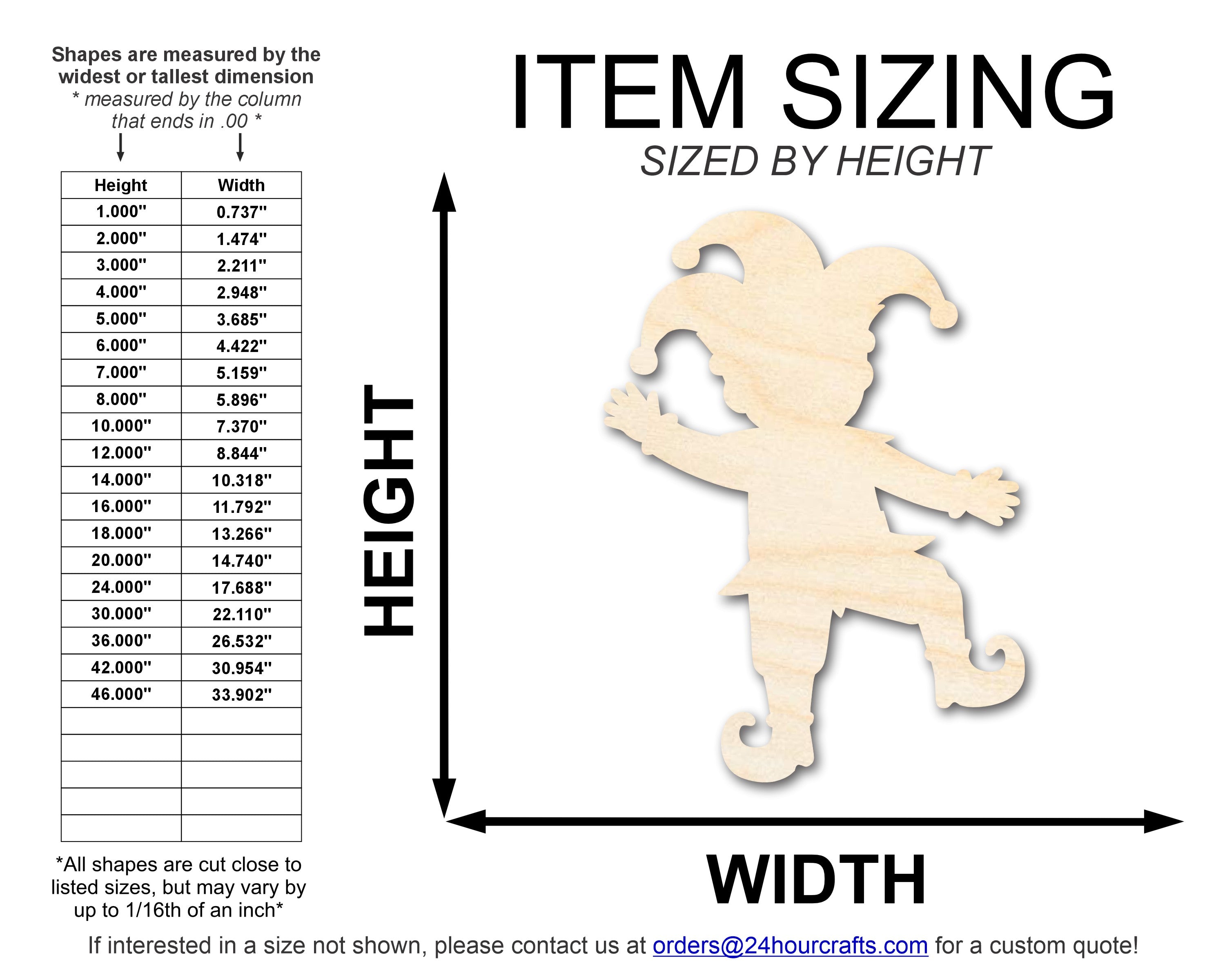 Unfinished Wood Dancing Jester Silhouette | Mardi Gras | DIY Craft Cutout | up to 46" DIY