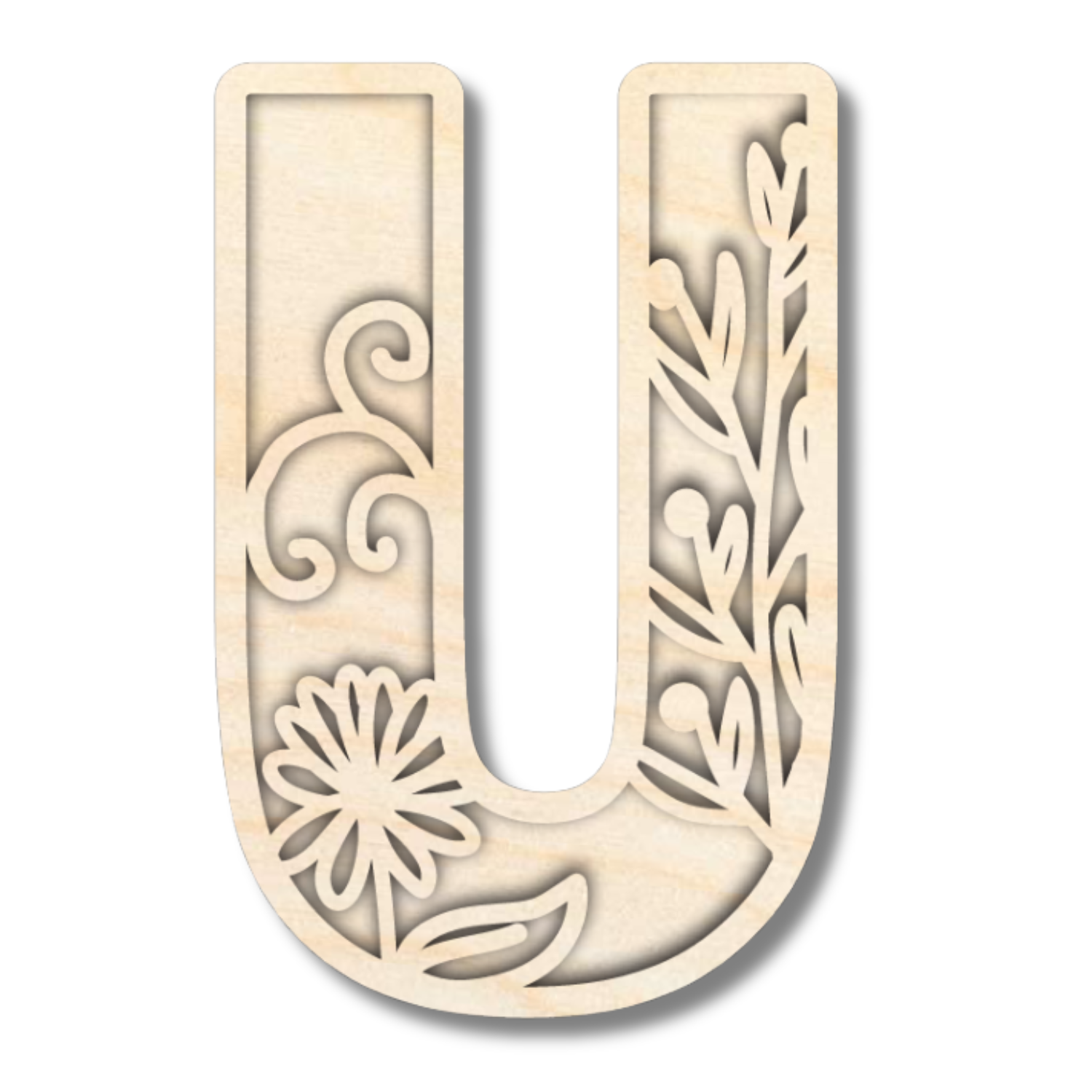 Unfinished Wood Layered Themed Letters | Wild Flowers | A-Z | 2 Piece | up to 24"