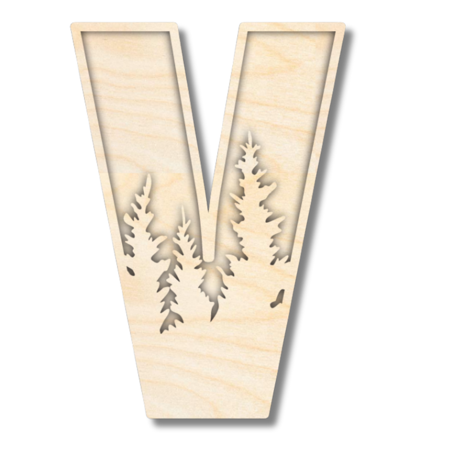 Unfinished Wood Layered Themed Letters | Pine Trees | A-Z | 2 Piece | up to 24"