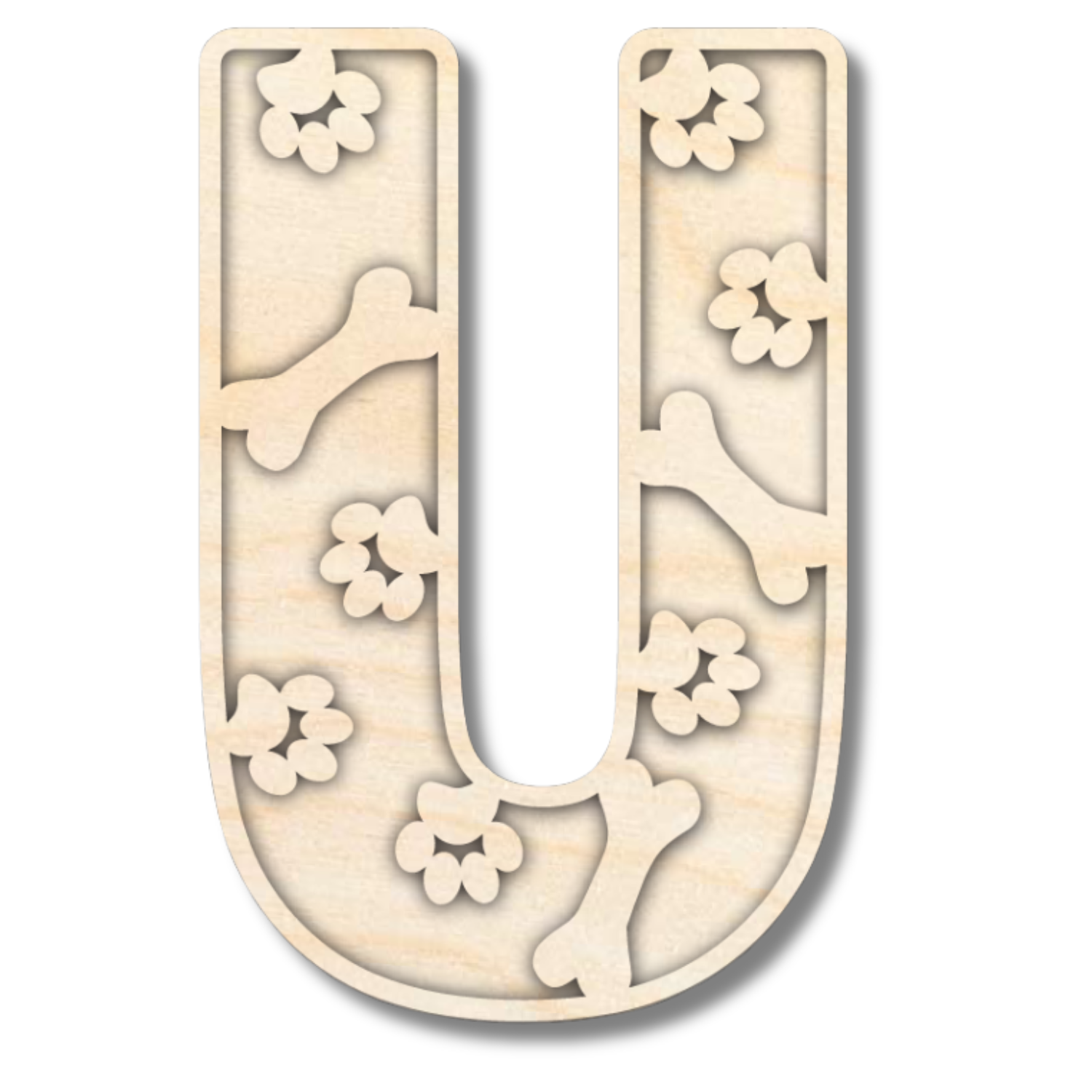 Unfinished Wood Layered Themed Letters | Paw Print | A-Z | 2 Piece | up to 24"
