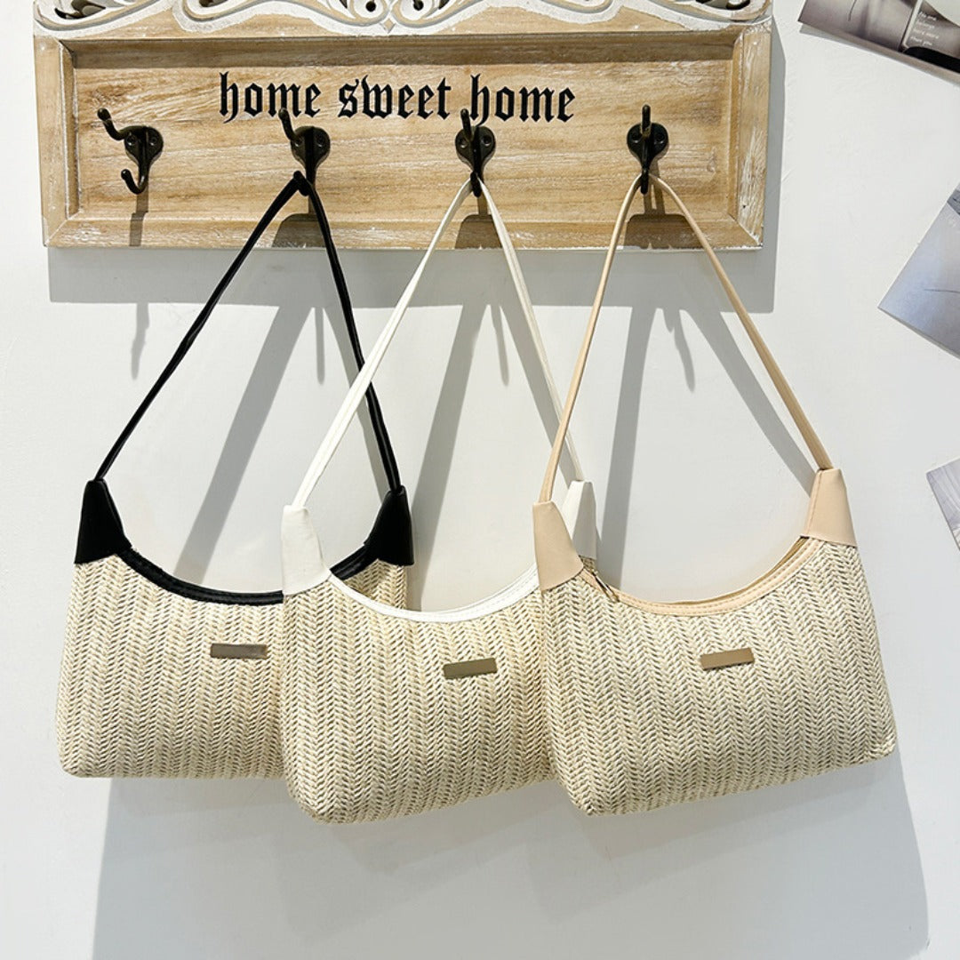 Chic Small Shoulder Straw Bag – Stylish Crossbody Bag for Ladies, Versatile Summer Hobo Bag