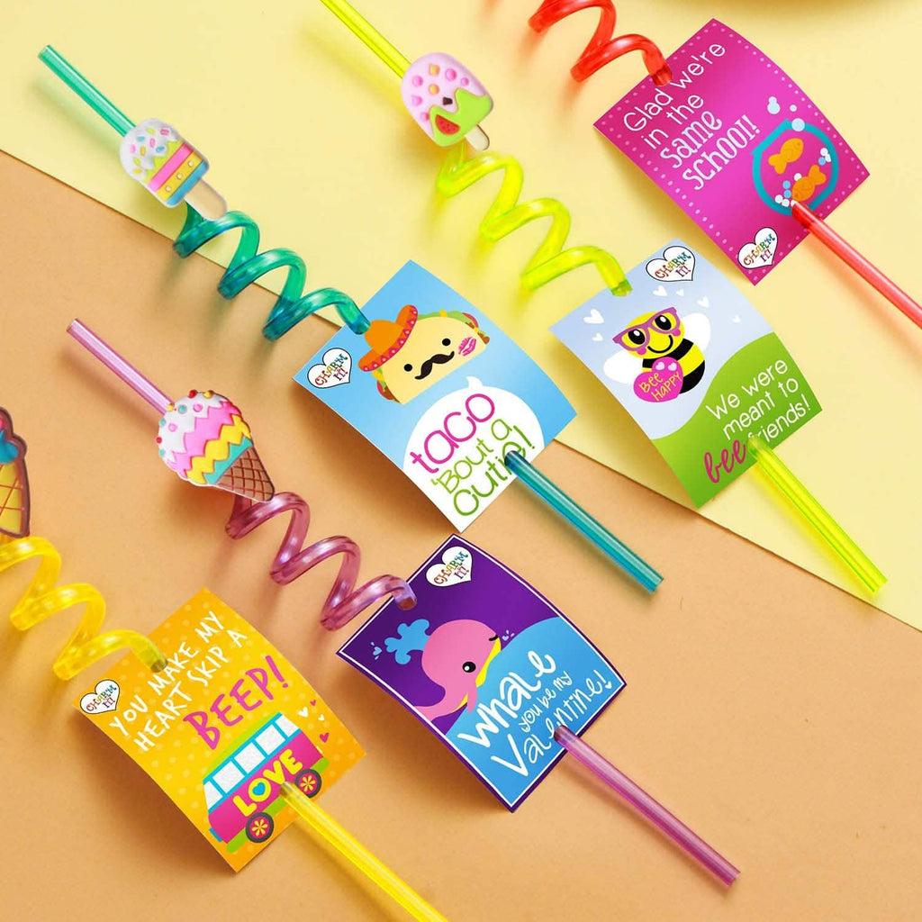 24-Pack: Reusable Ice Cream Straws for Birthday Party Supplies