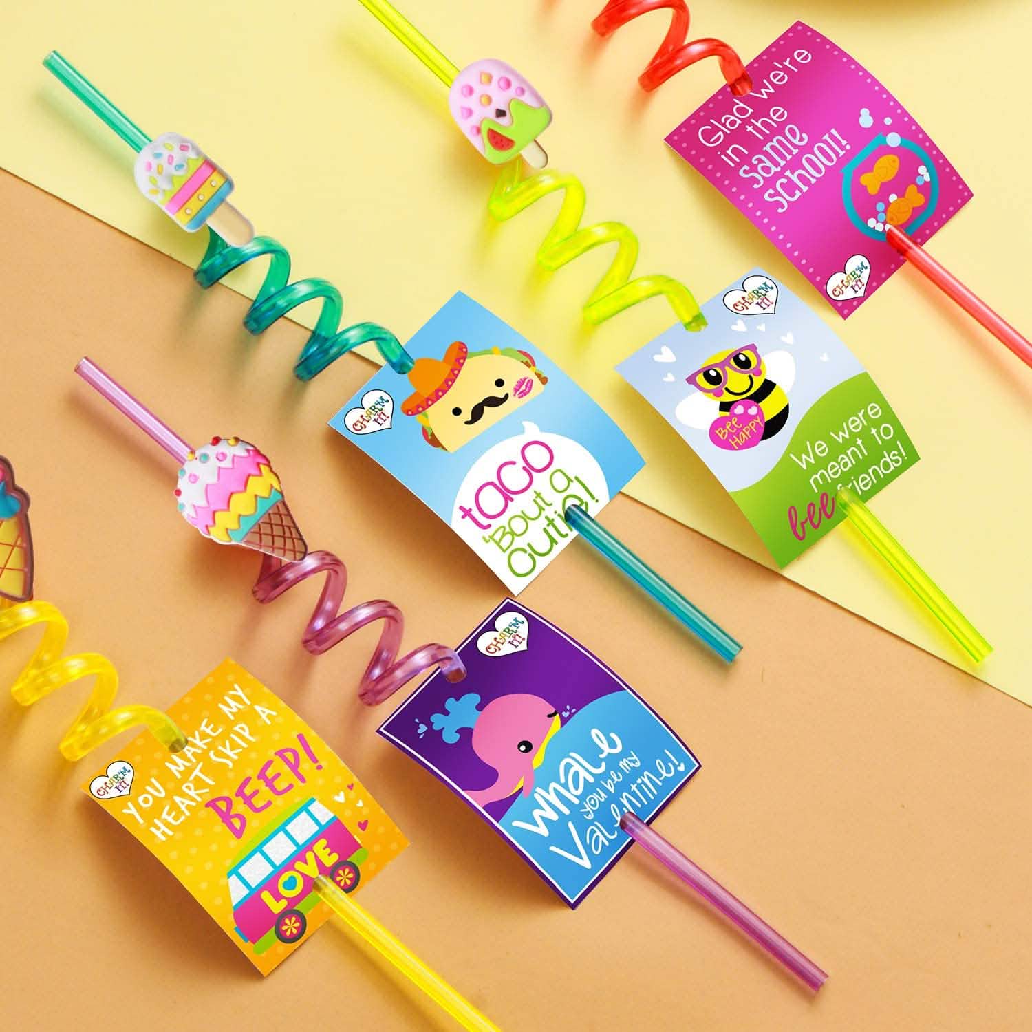 24-Pack: Reusable Ice Cream Straws for Birthday Party Supplies