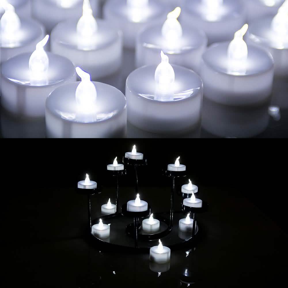 24-Pack: White LED Tealight Timer Candles Battery Operated Flameless Smokeless
